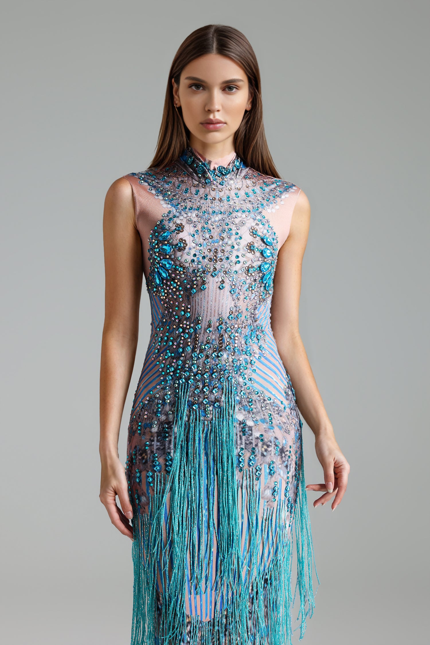 VERZA DIAMOND SLEEVELESS MAXI DRESS FOR EVENTS