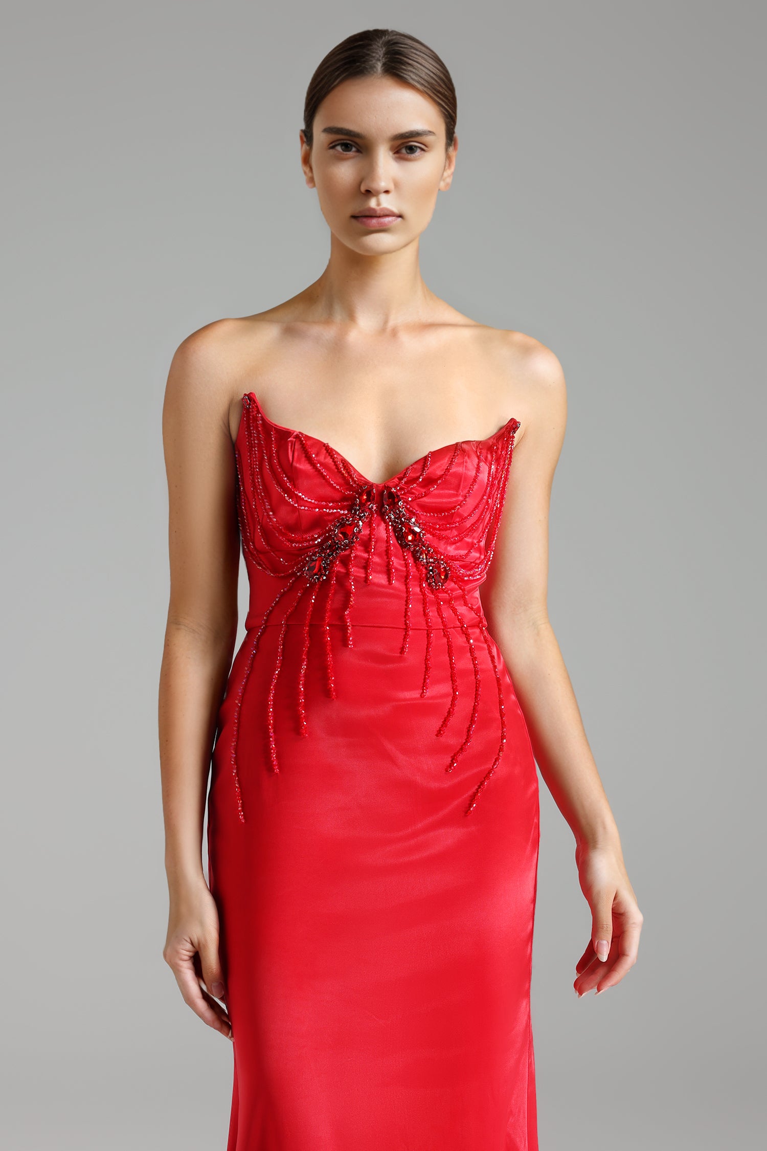 WANER STRAPLESS BACKLESS DIAMOND MAXI DRESS