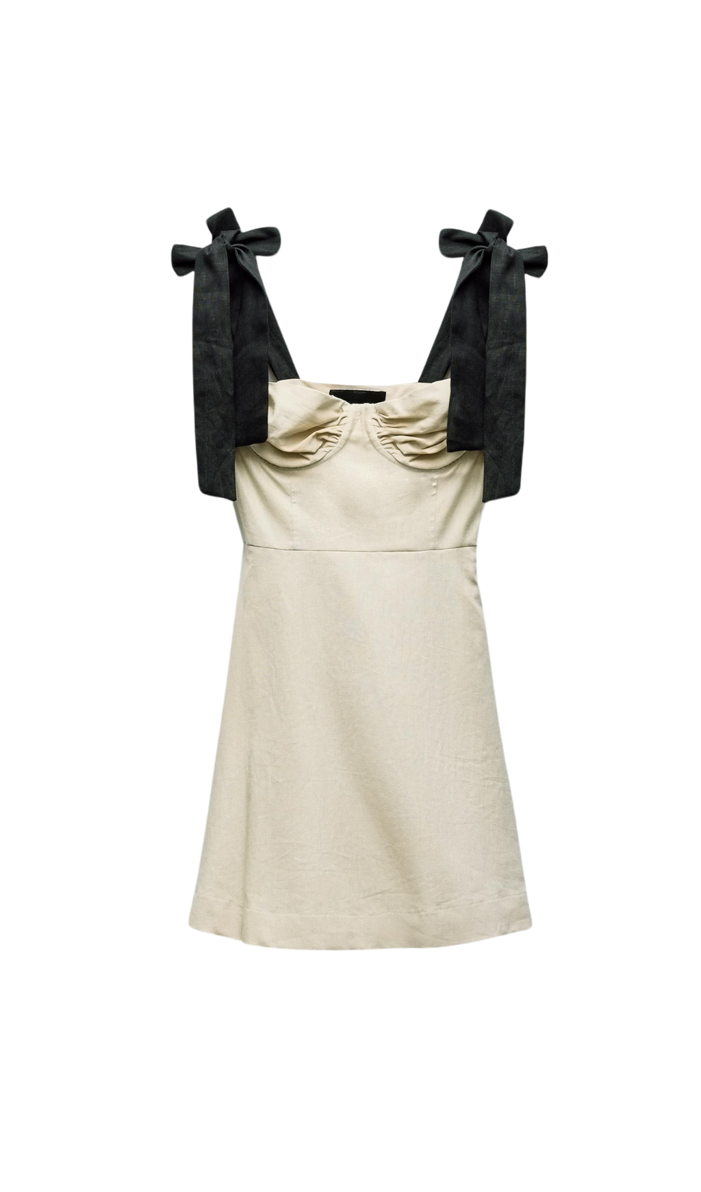 LINEN BLEND MINI DRESS WITH BOW DETAIL