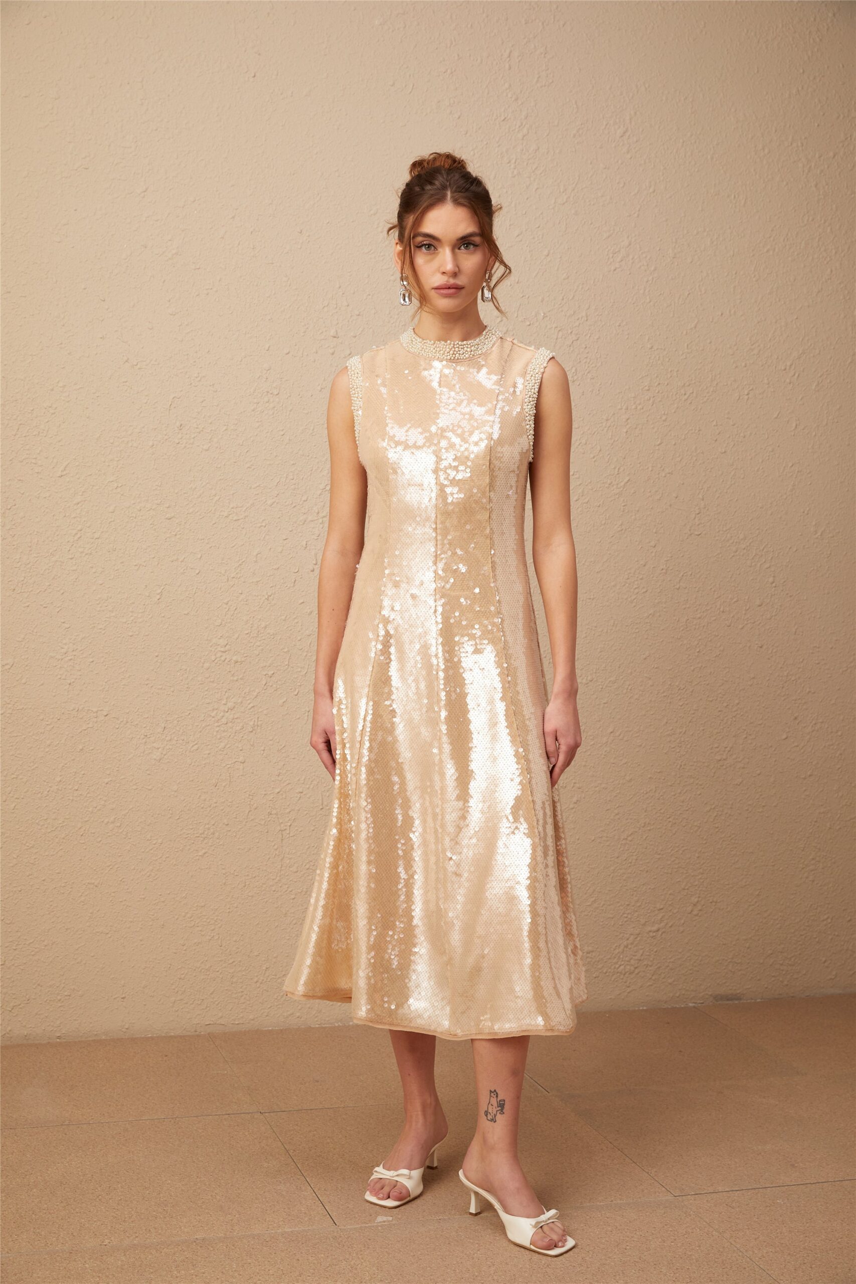 ORNELLA SEQUIN MIDI DRESS – PEARL PARTY NIGHT