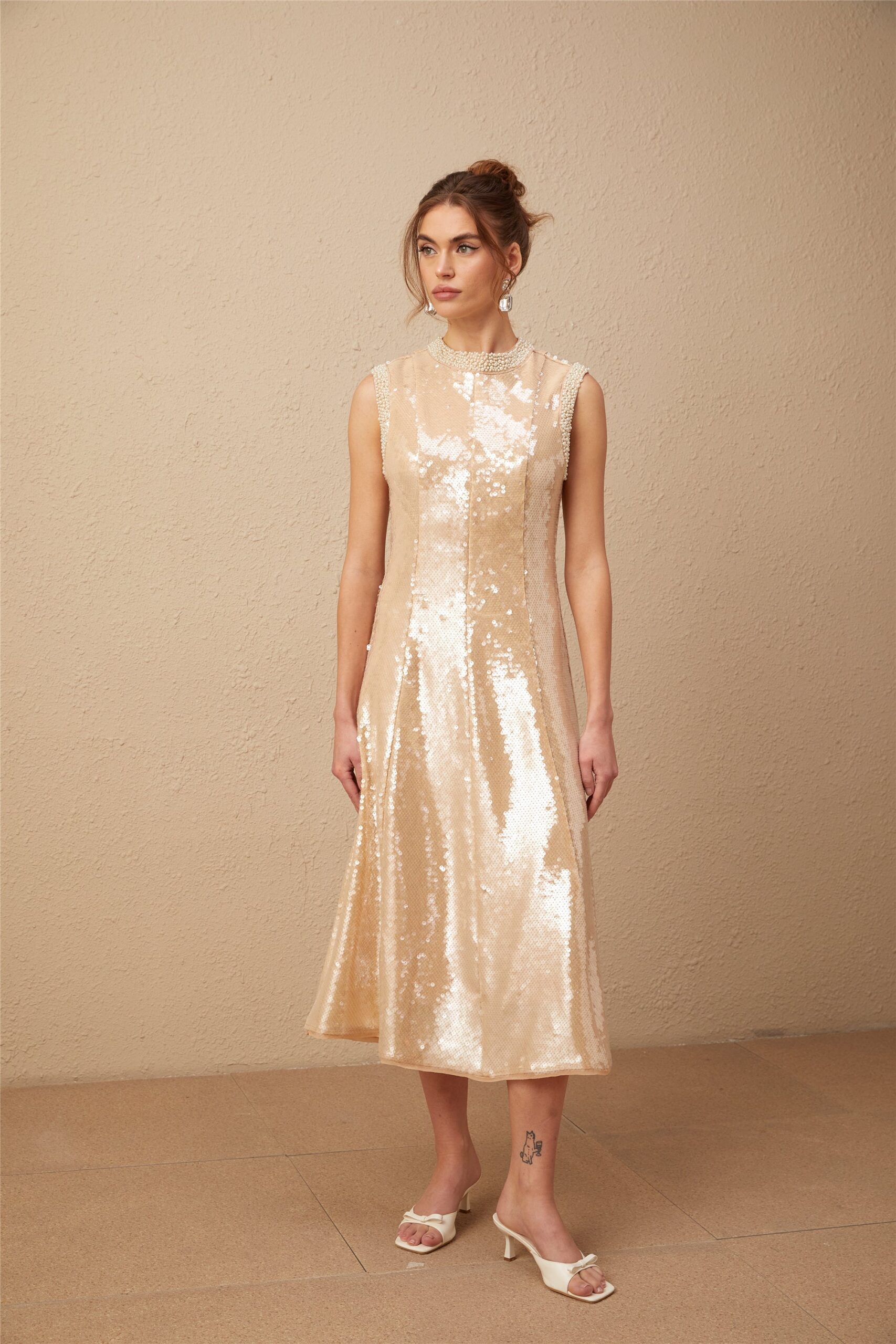 ORNELLA SEQUIN MIDI DRESS – PEARL PARTY NIGHT