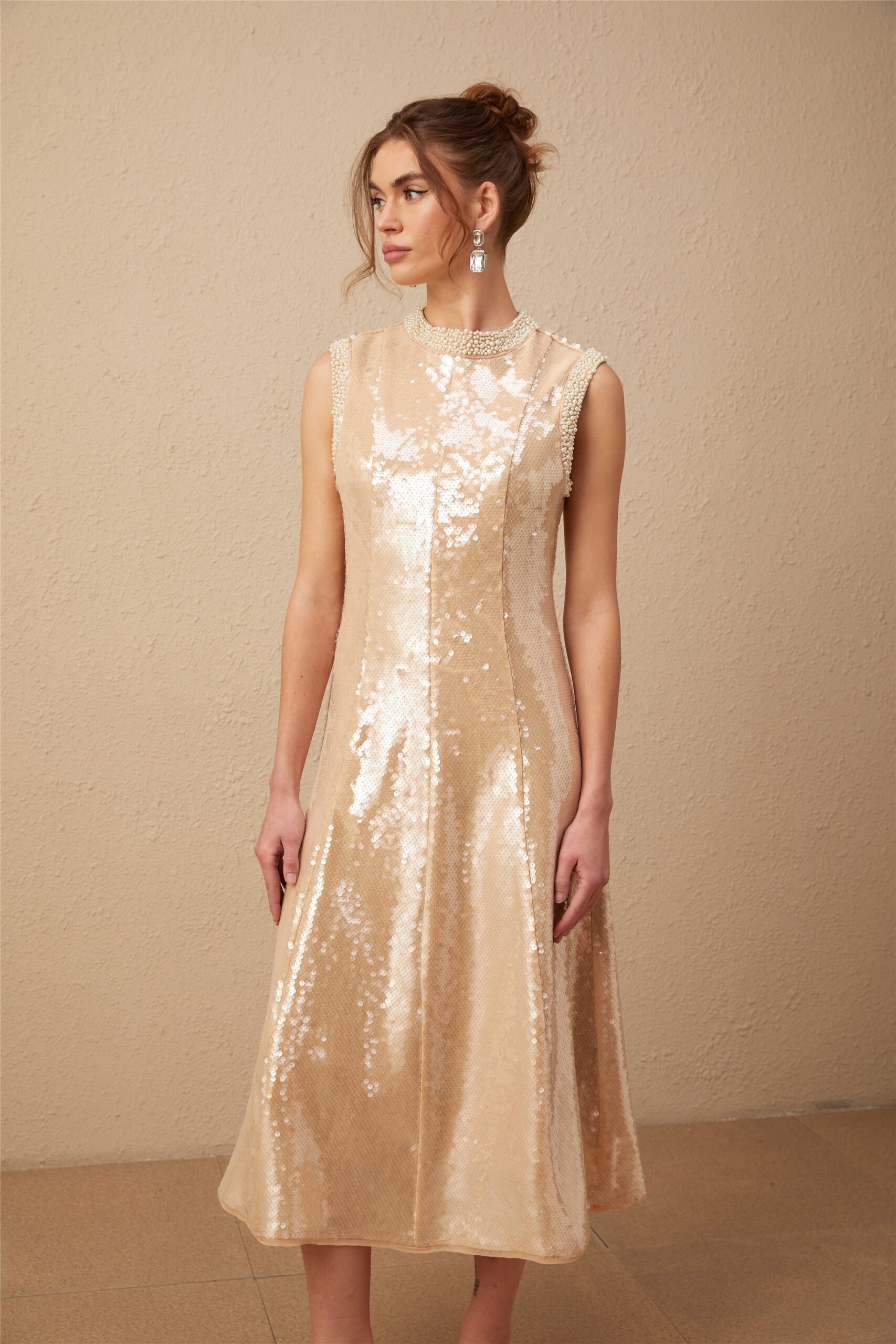 ORNELLA SEQUIN MIDI DRESS – PEARL PARTY NIGHT