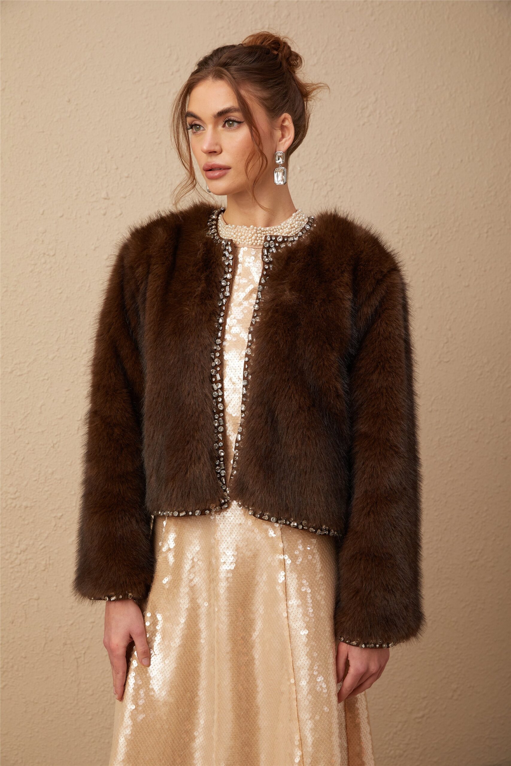 SOLÈNE OMBRÉ CRYSTAL FAUX FUR COAT