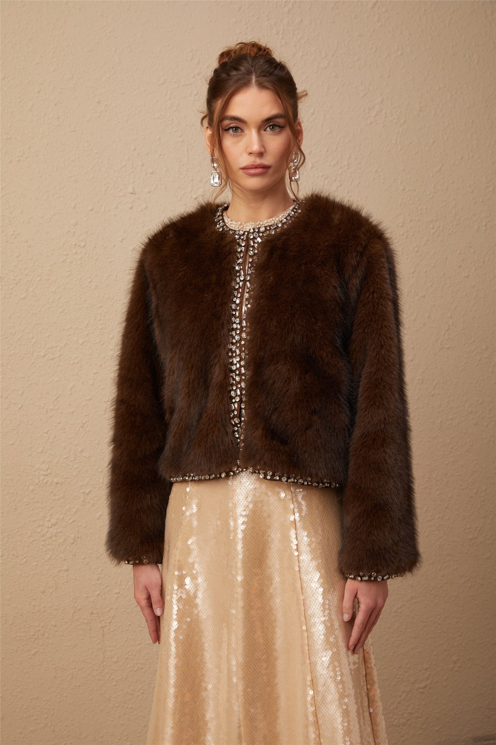 SOLÈNE OMBRÉ CRYSTAL FAUX FUR COAT