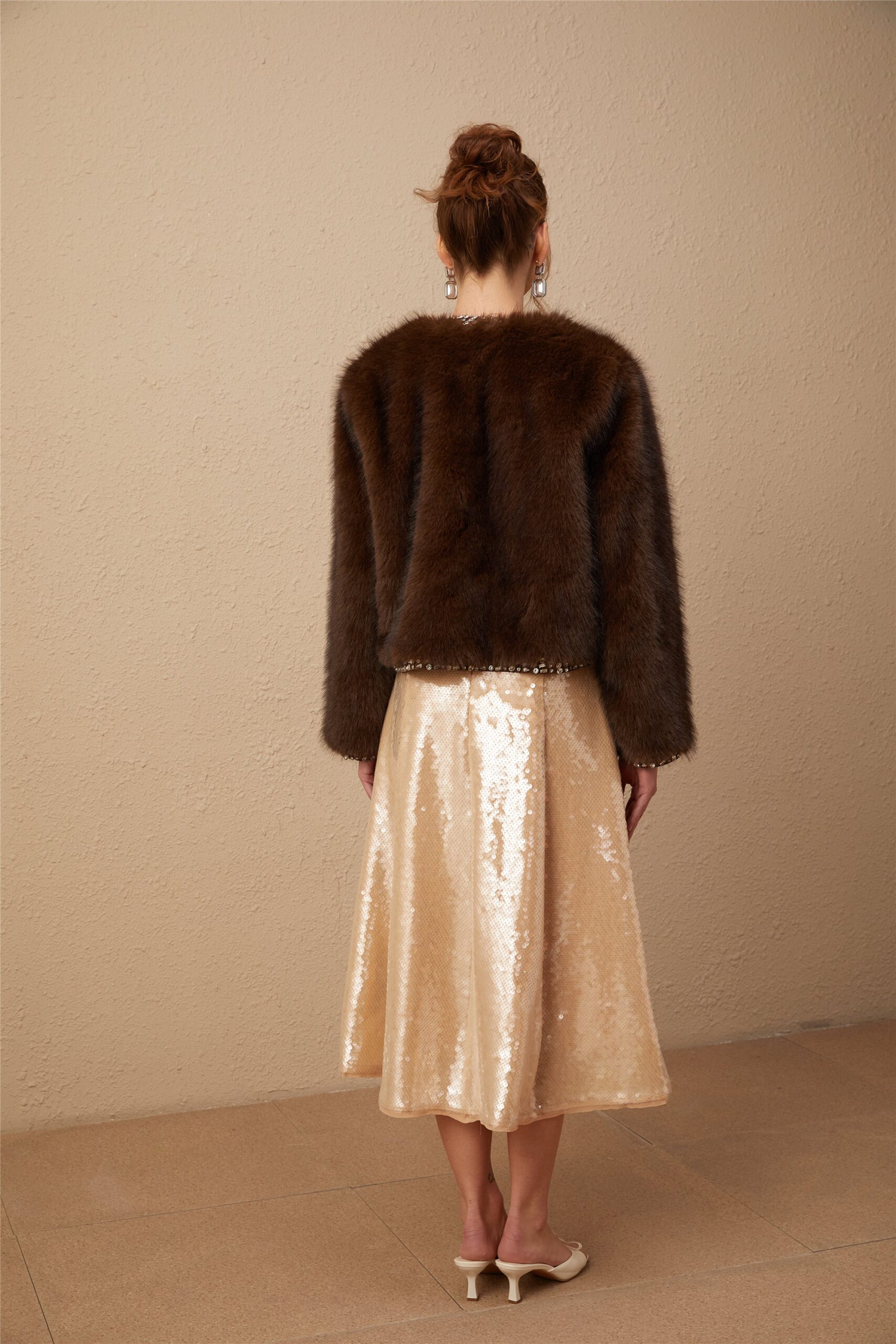 SOLÈNE OMBRÉ CRYSTAL FAUX FUR COAT