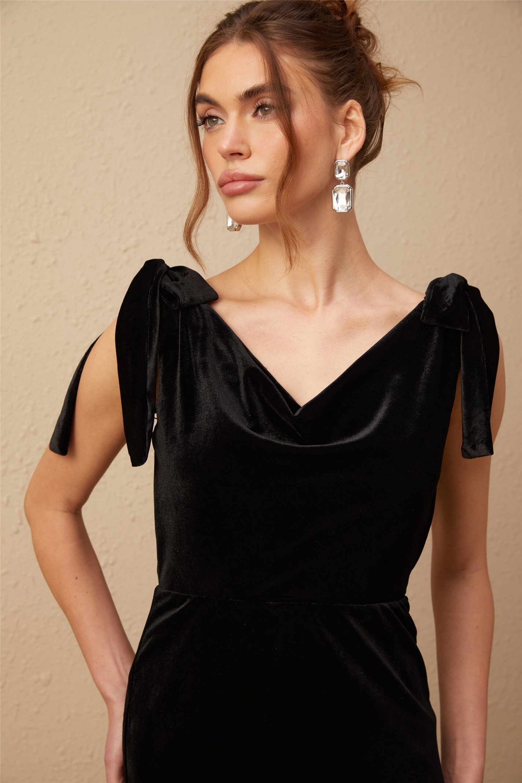 AUDREY VELVET MAXI DRESS, OPEN-BACK, EMBELLISHED