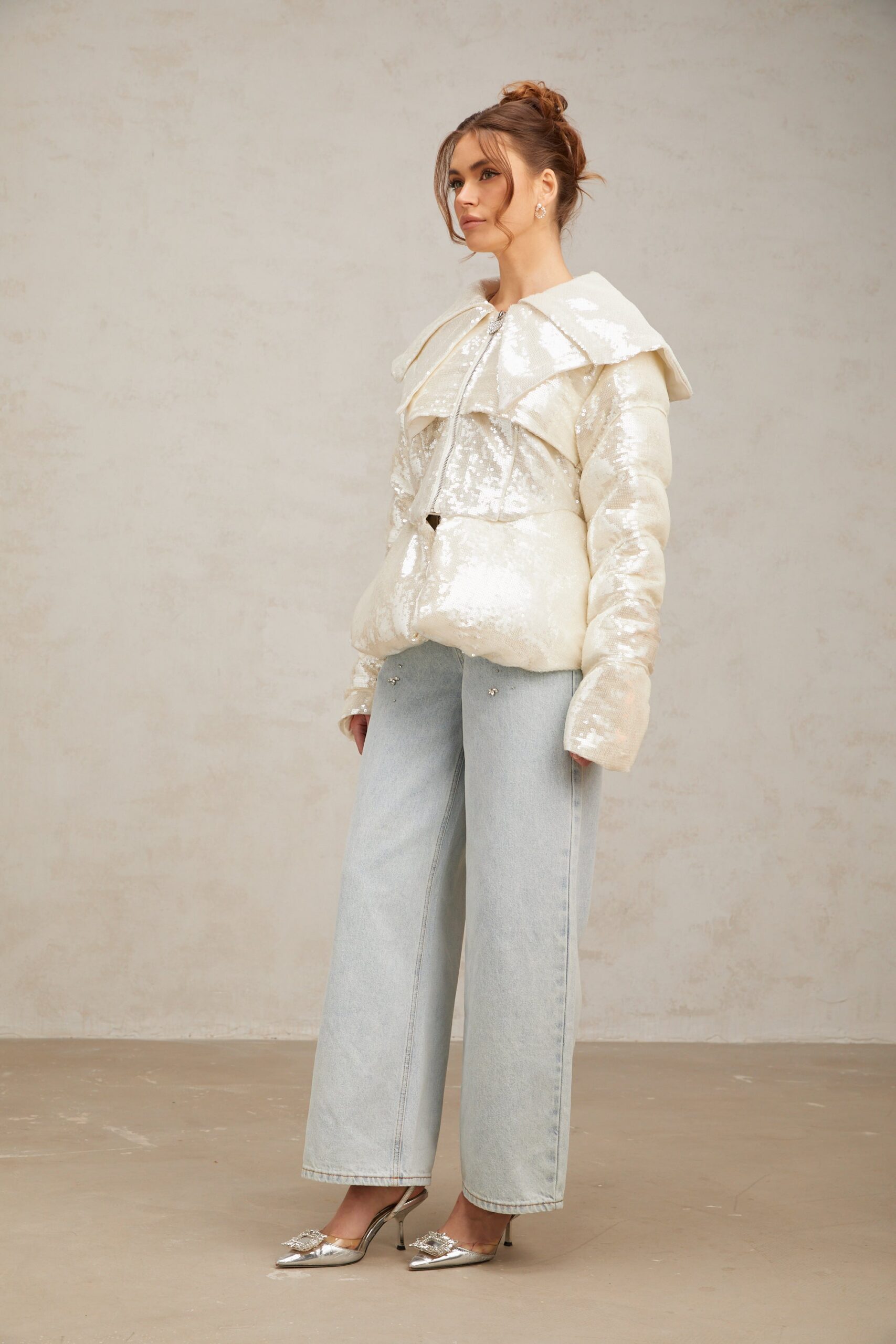 JOSLYN WHITE SEQUIN COAT FOR WINTER WEDDING