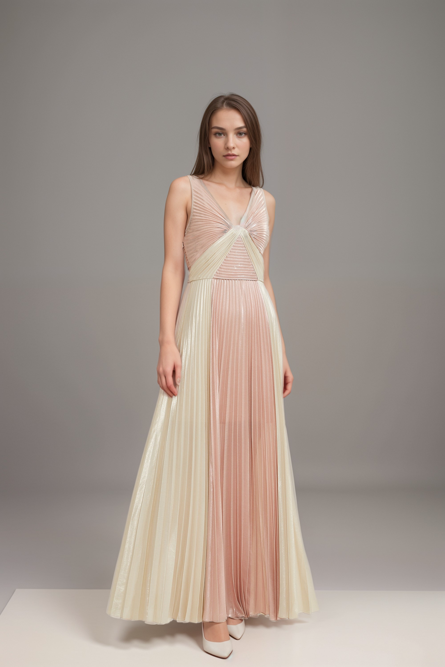SHIEMA SHINY PLEATED DRESS FOR PARTY