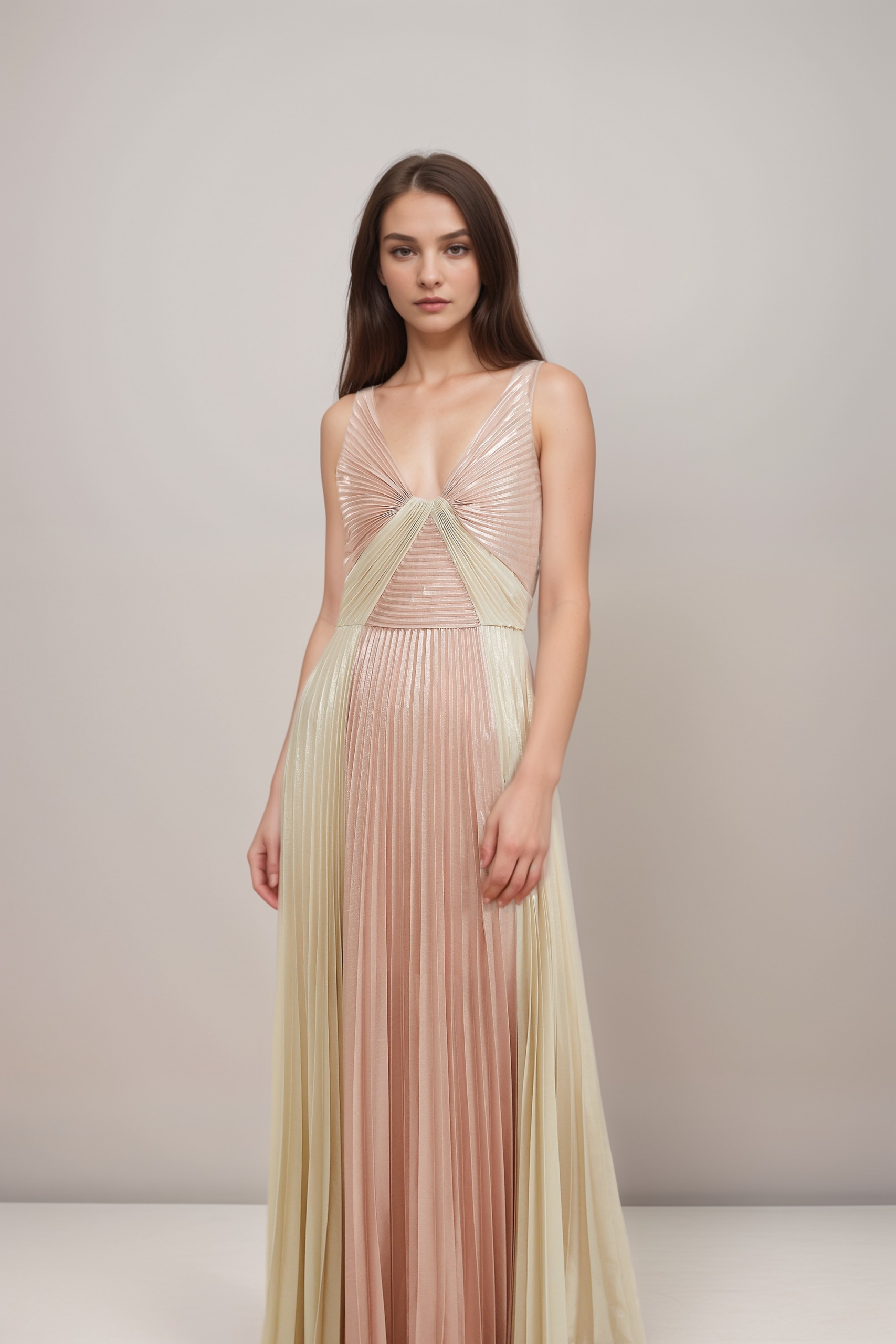 SHIEMA SHINY PLEATED DRESS FOR PARTY