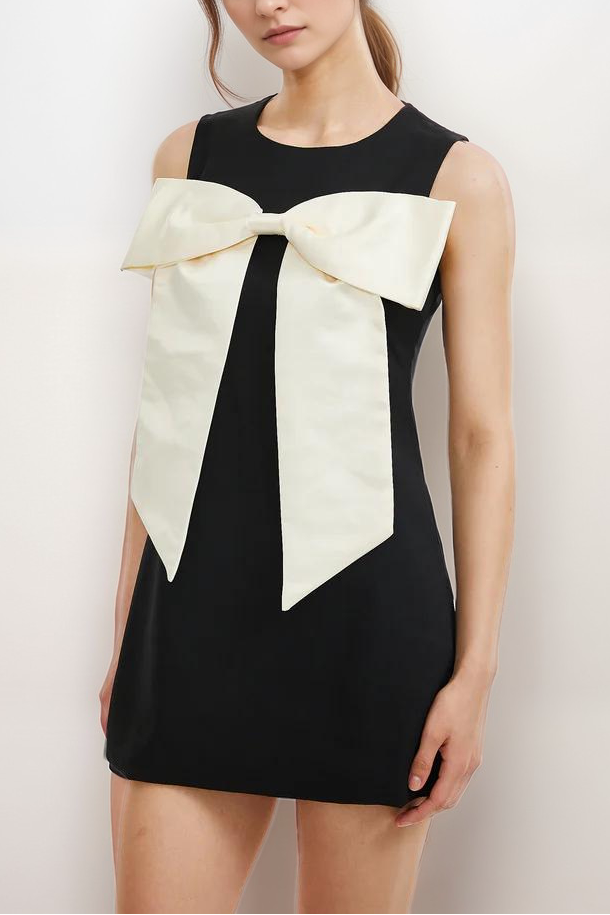 2024-4-24_1871_063af035-1a95-4b9f-8f40-ed91505d7ee2-vmake CAMILLEI BOWKNOT BLACK MINI DRESS FOR COCKTAIL PARTY