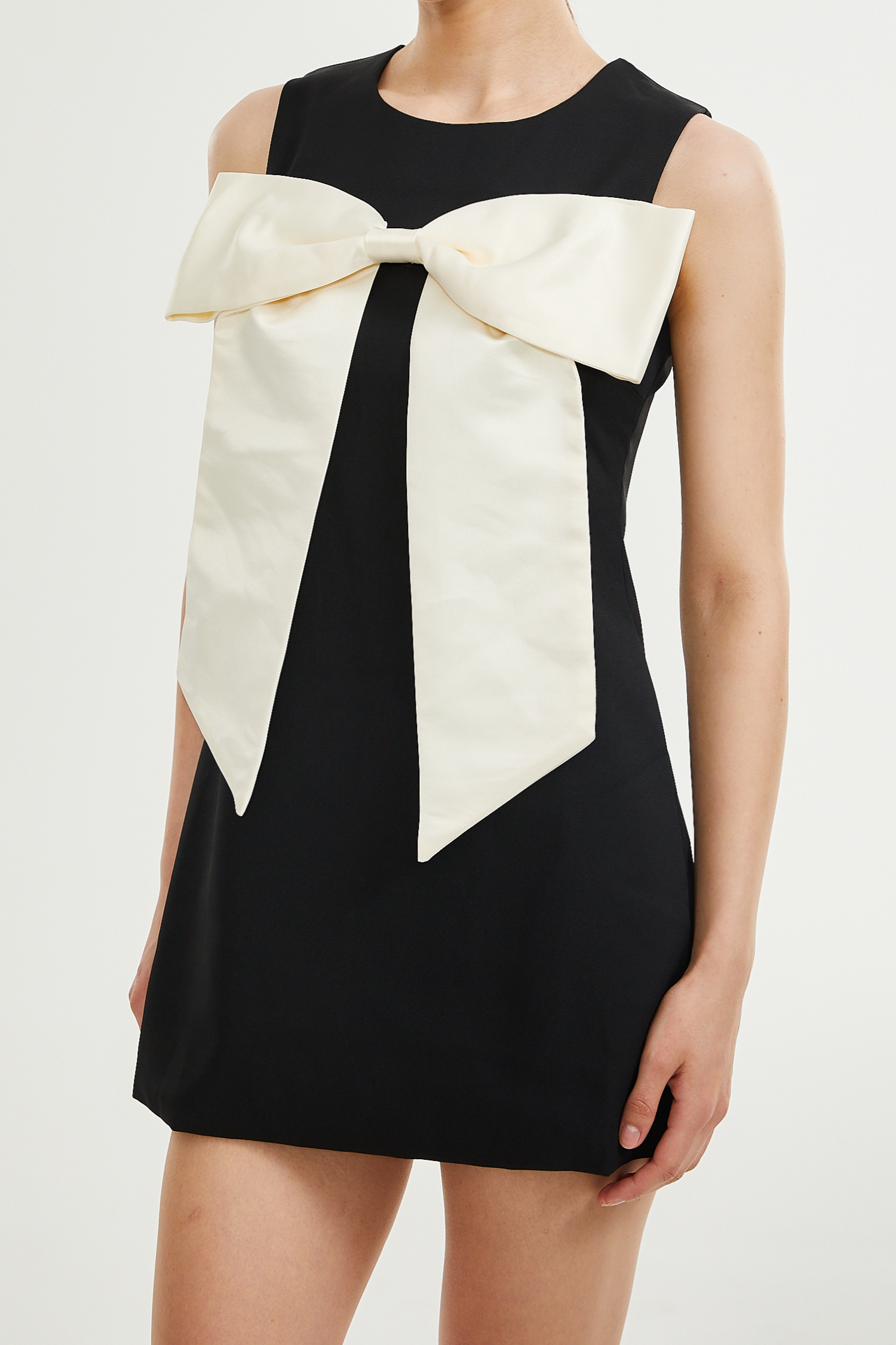 CAMILLEI BOWKNOT BLACK MINI DRESS FOR COCKTAIL PARTY