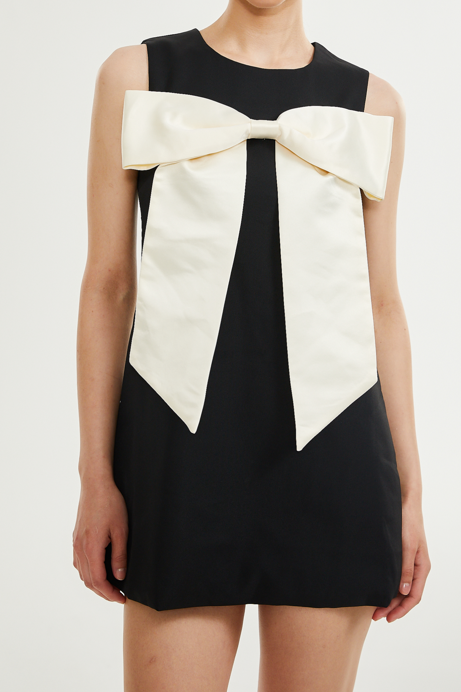 CAMILLEI BOWKNOT BLACK MINI DRESS FOR COCKTAIL PARTY