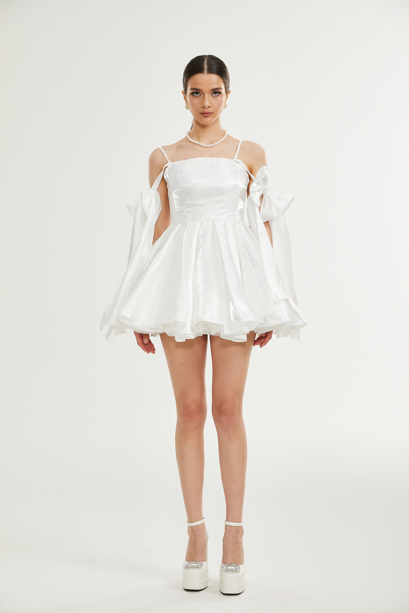 CATIANA BOW-DETAIL FLARED COCKTAIL DRESS