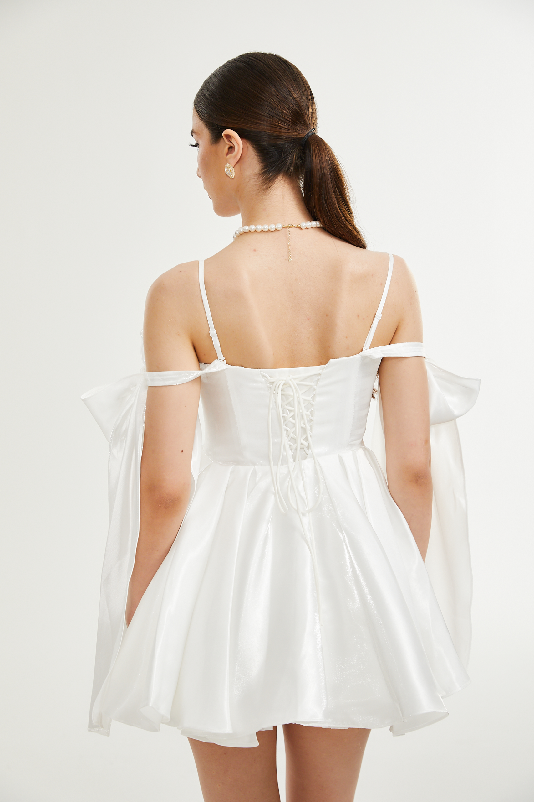 CATIANA BOW-DETAIL FLARED COCKTAIL DRESS