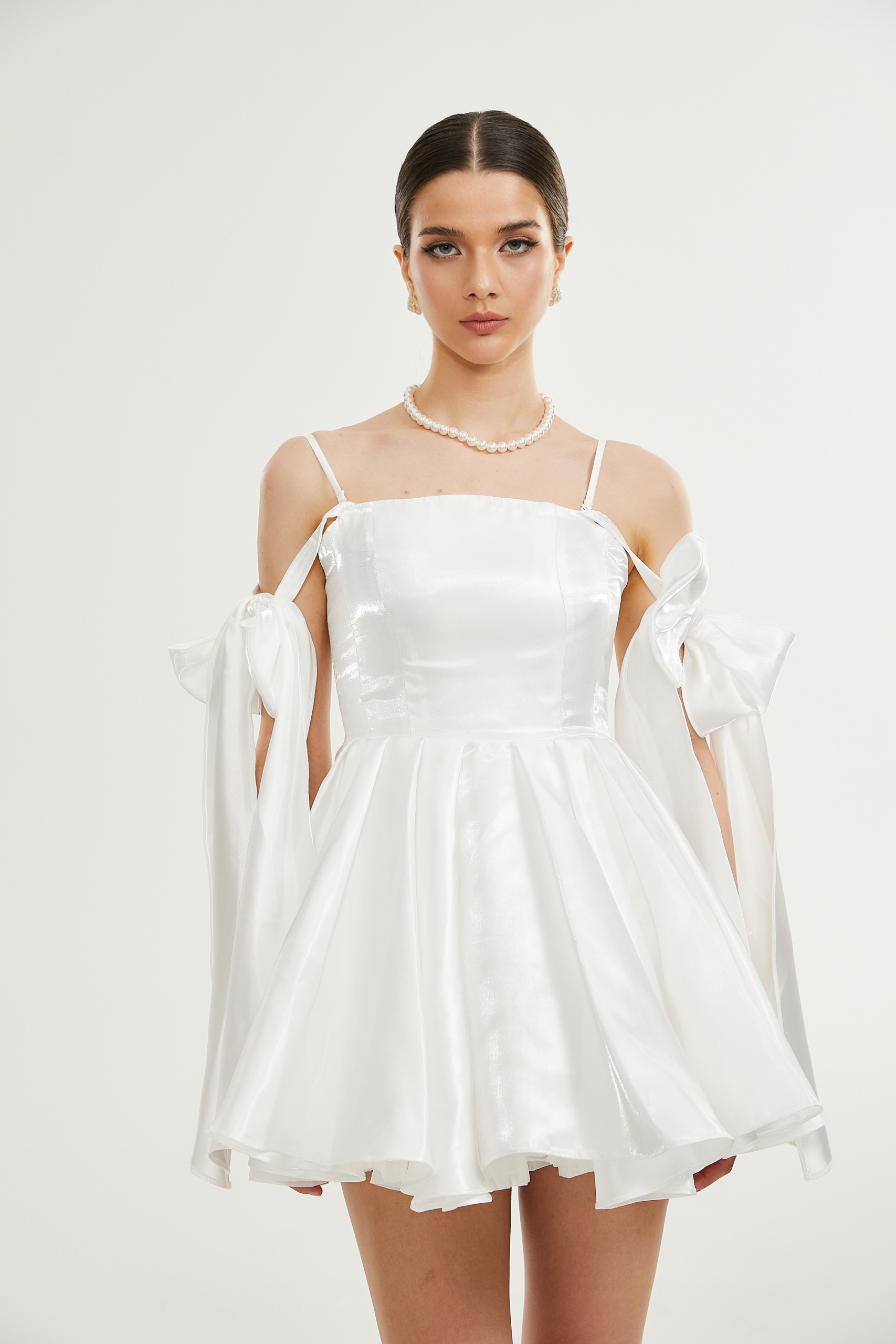 CATIANA BOW-DETAIL FLARED COCKTAIL DRESS