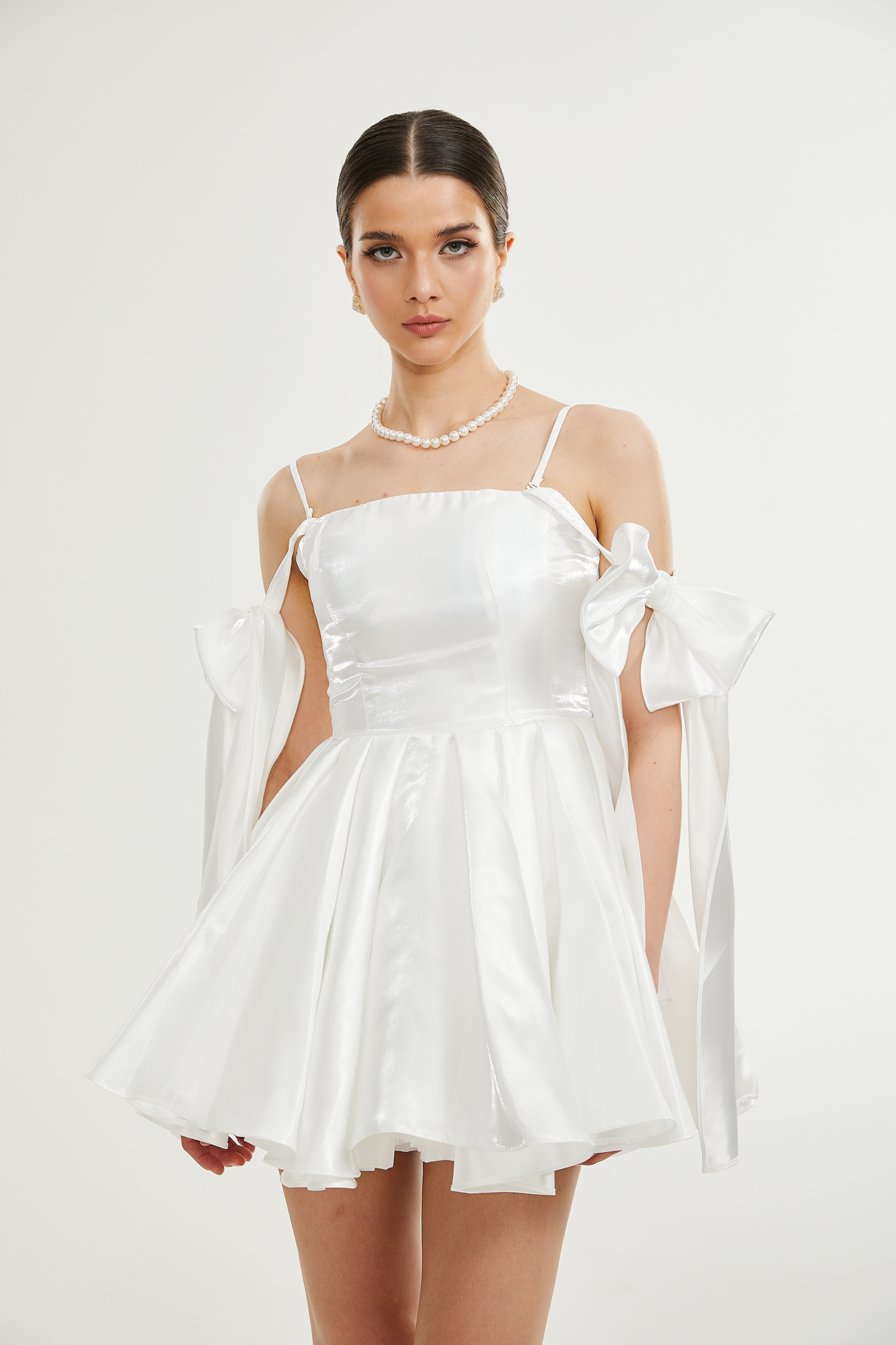 CATIANA BOW-DETAIL FLARED COCKTAIL DRESS