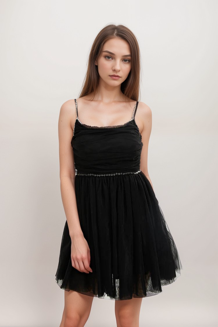 CATRIONA EMBELLISHED TULLE MINI PARTY DRESS