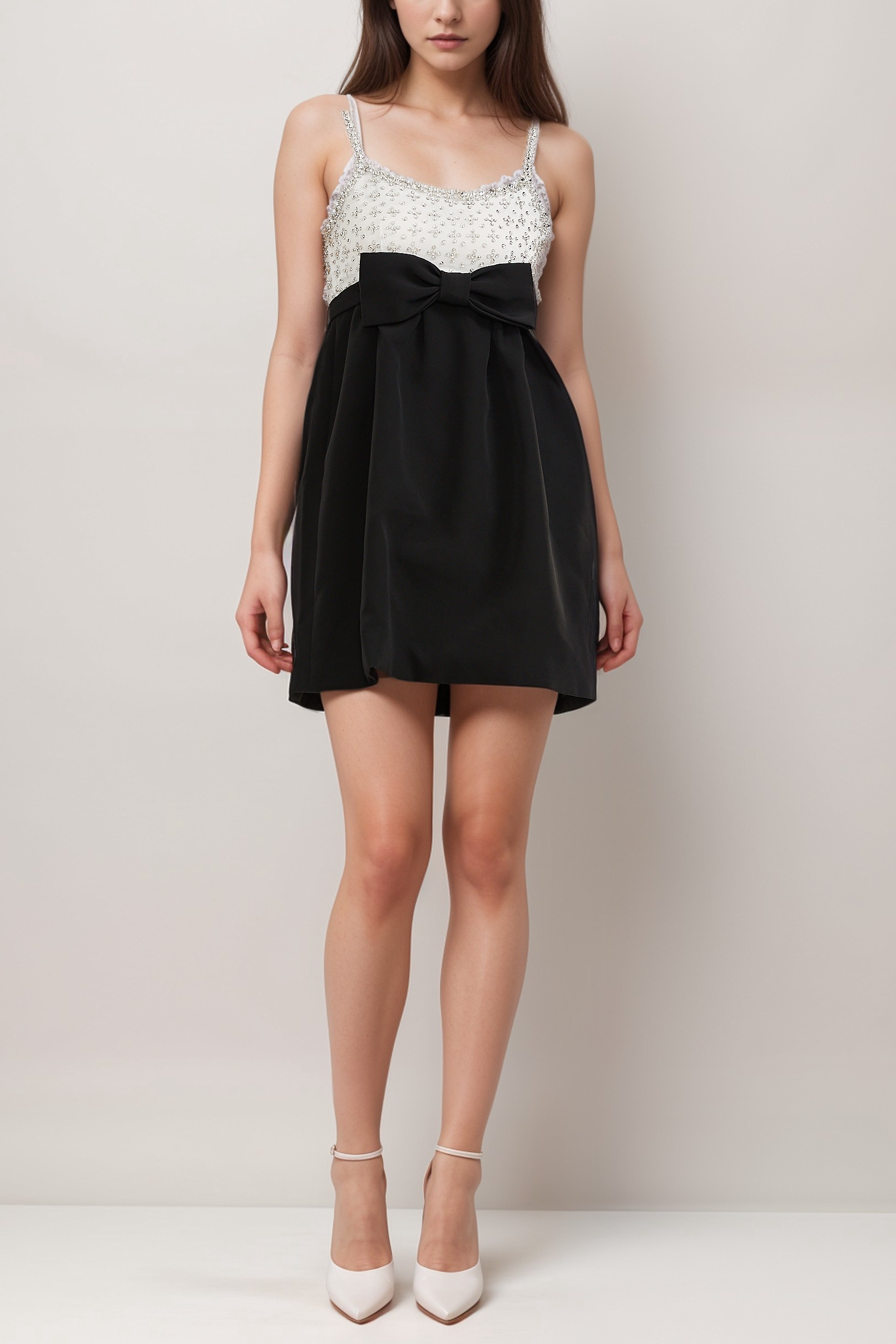 Parisa crystal-embellished bowknot mini dress