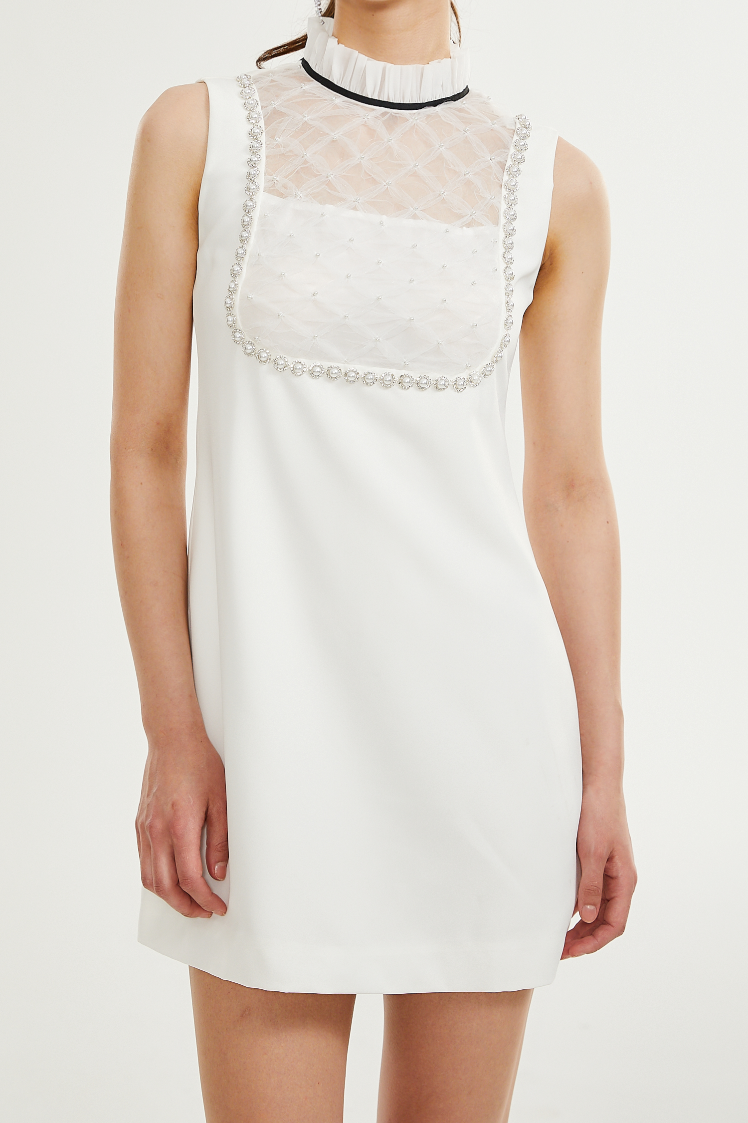 ADRIELLE WHITE PEARL MINI DRESS FOR PARTIES