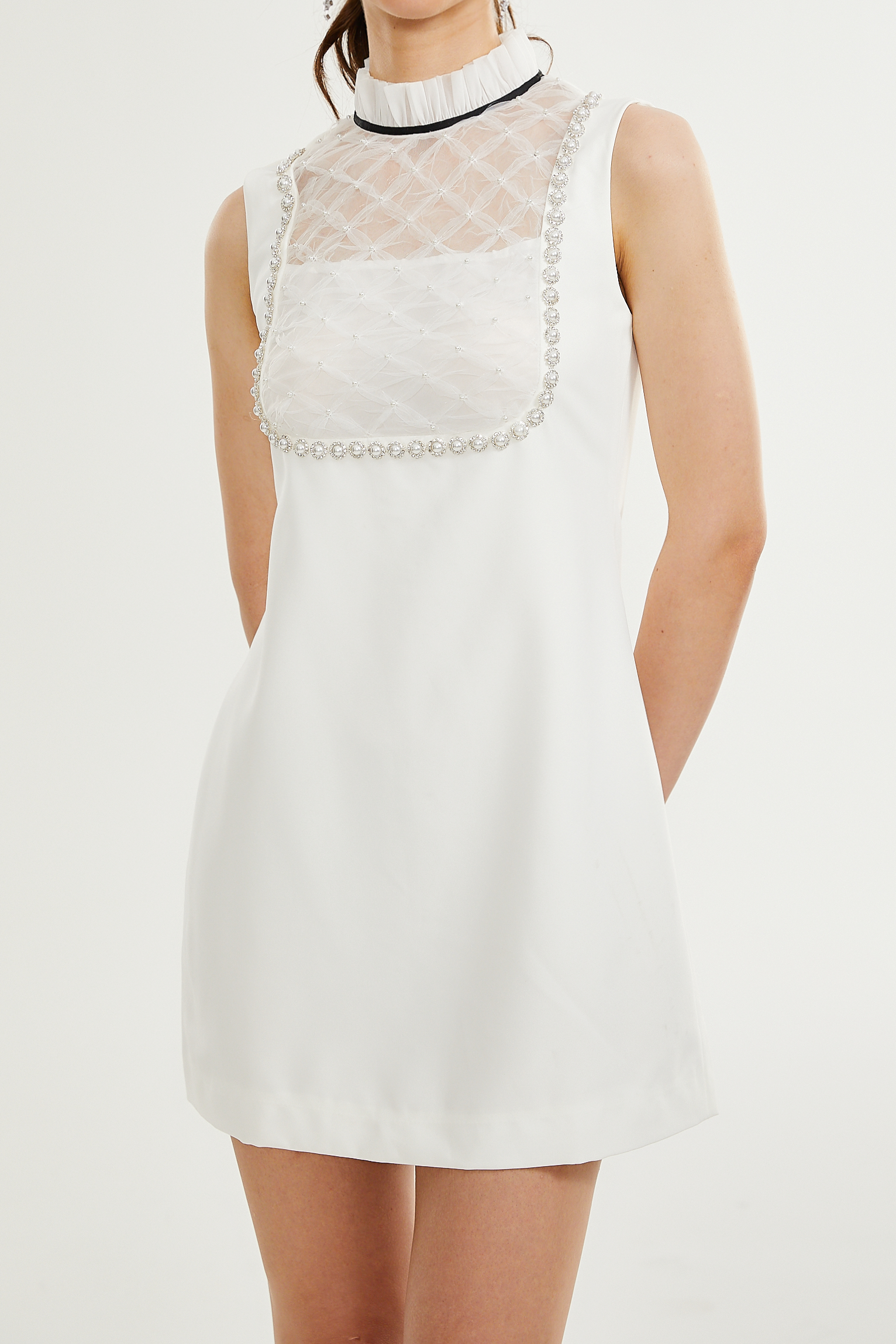 ADRIELLE WHITE PEARL MINI DRESS FOR PARTIES