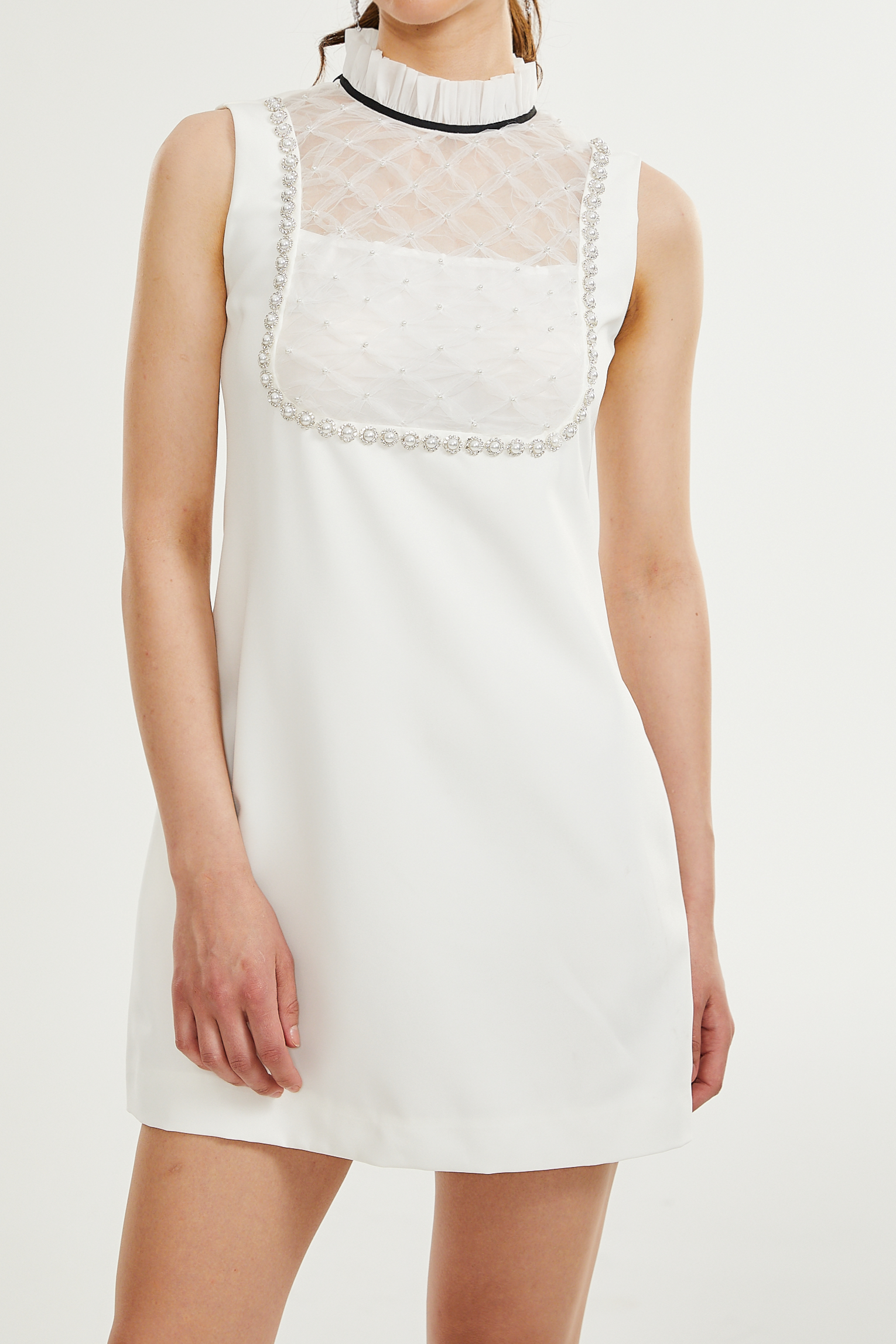 ADRIELLE WHITE PEARL MINI DRESS FOR PARTIES