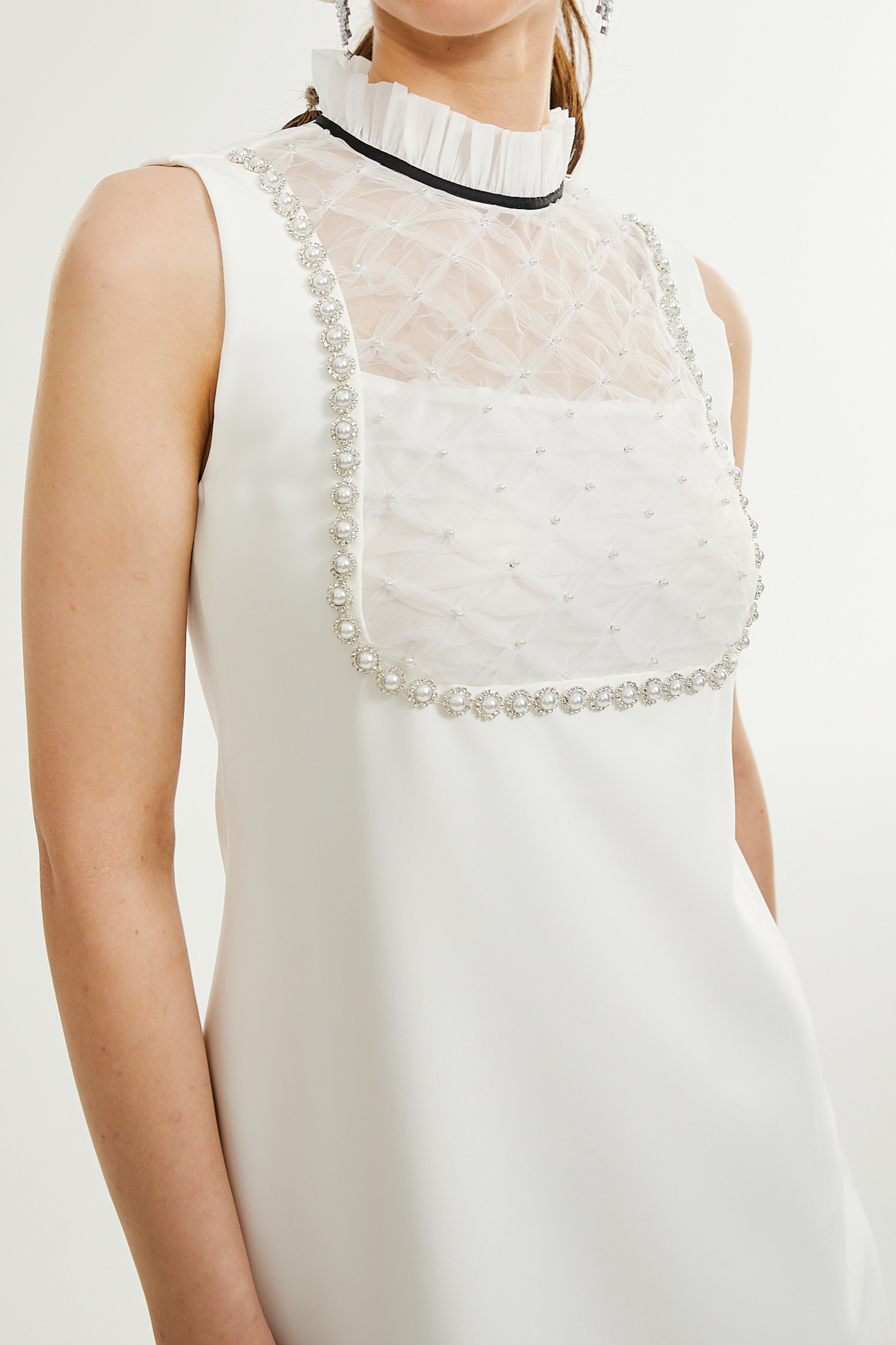 ADRIELLE WHITE PEARL MINI DRESS FOR PARTIES