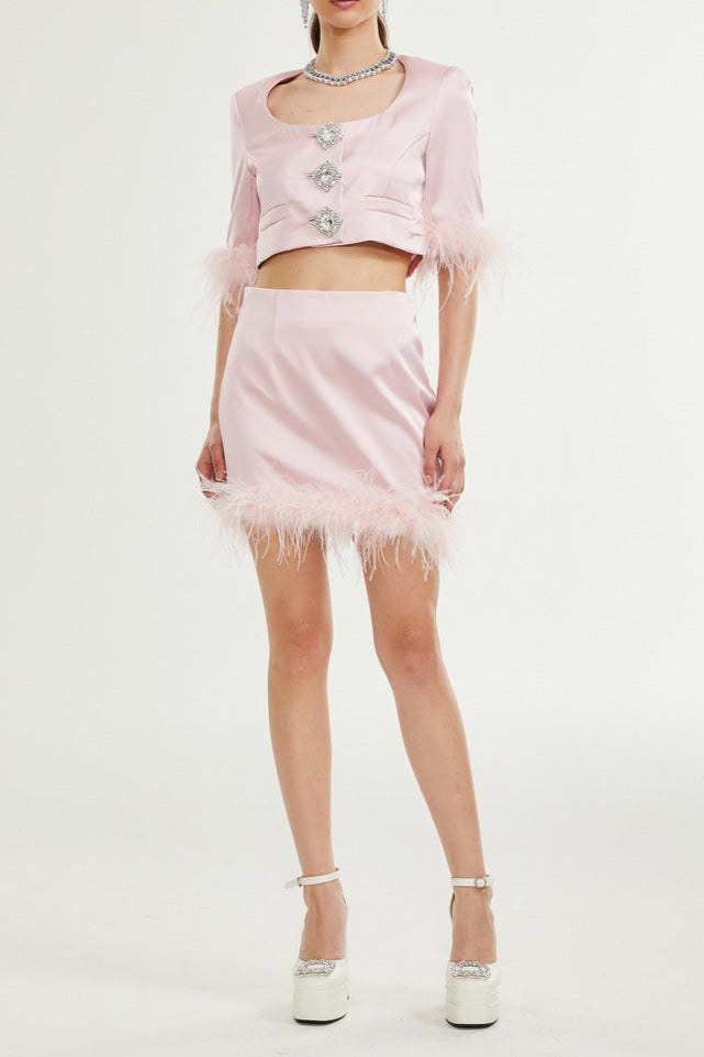 FLAVIA SATIN FEATHER MATCHING SET FOR PARTIES