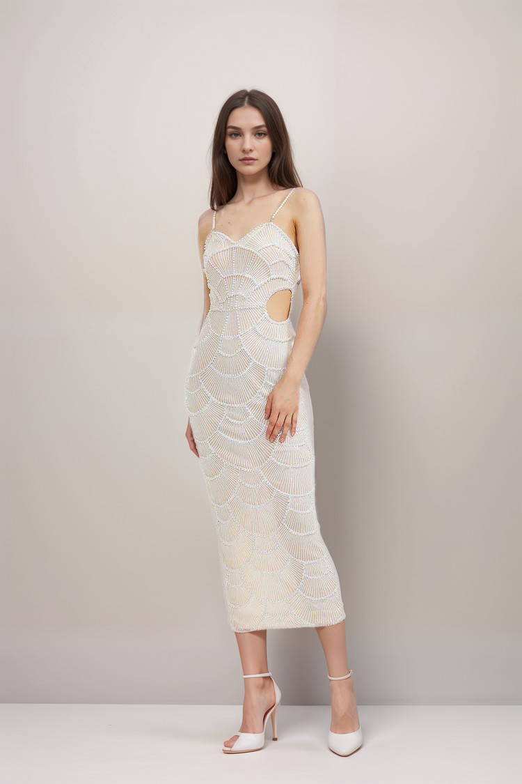 SHIEMA PEARL SEQUIN MIDI DRESS, COCKTAIL PARTY