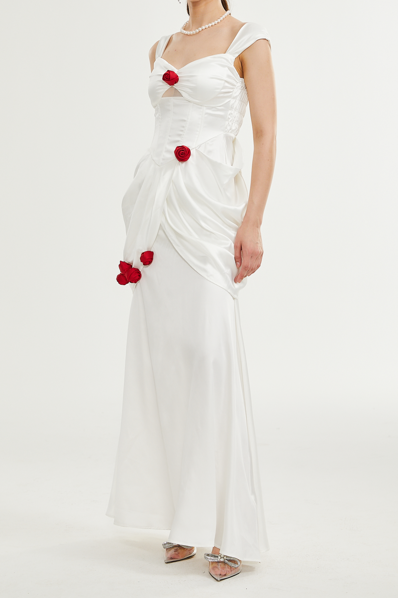 ADELITA ROSE PLEATED MAXI DRESS FOR WEDDING GUEST