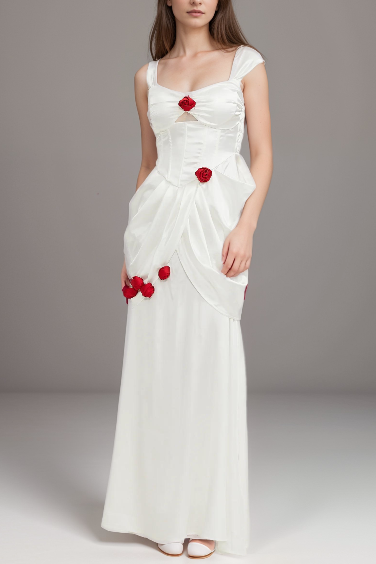 ADELITA ROSE PLEATED MAXI DRESS FOR WEDDING GUEST