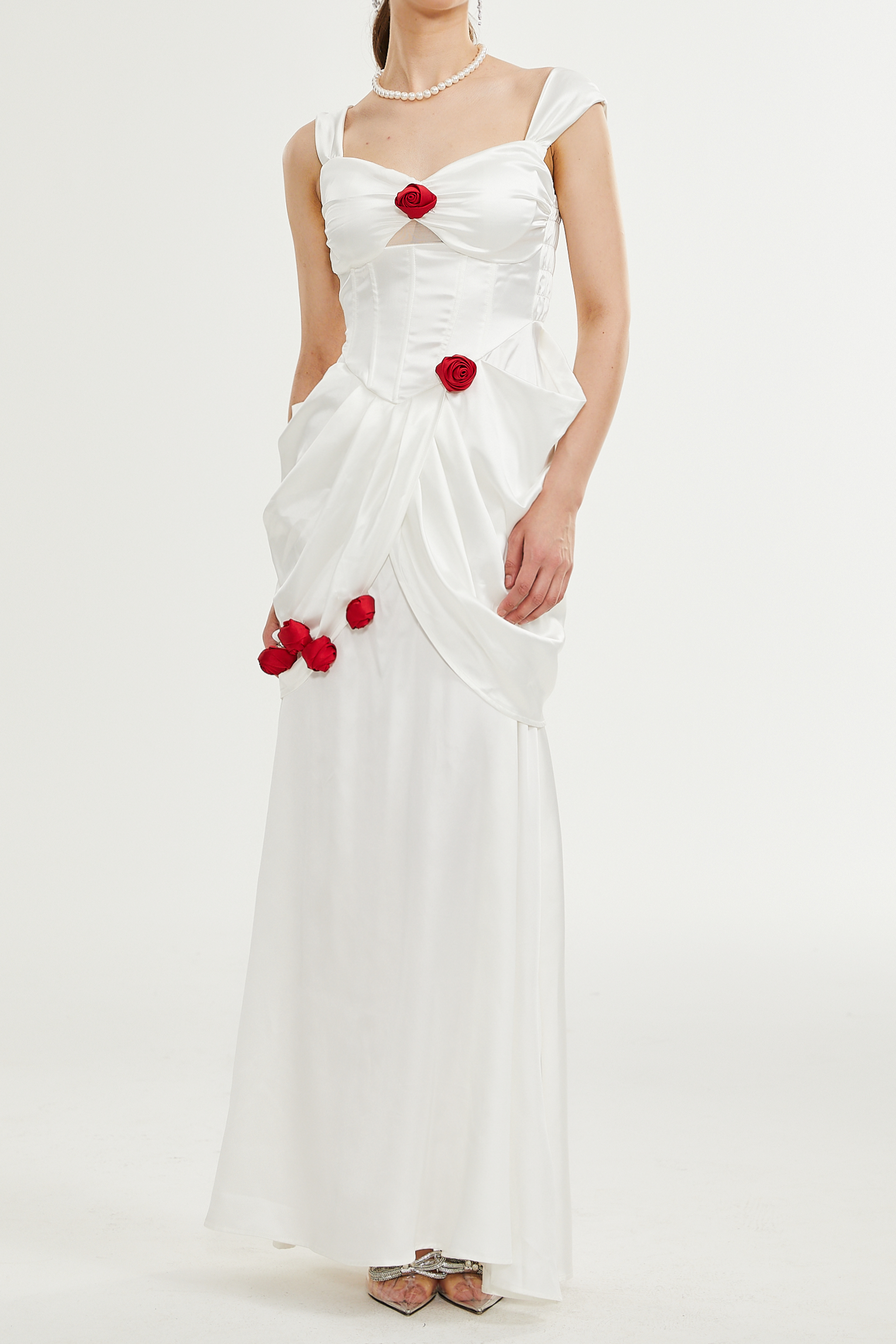 ADELITA ROSE PLEATED MAXI DRESS FOR WEDDING GUEST