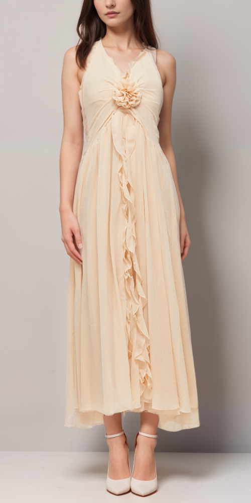 Élodie ruffled faux-flower maxi dress