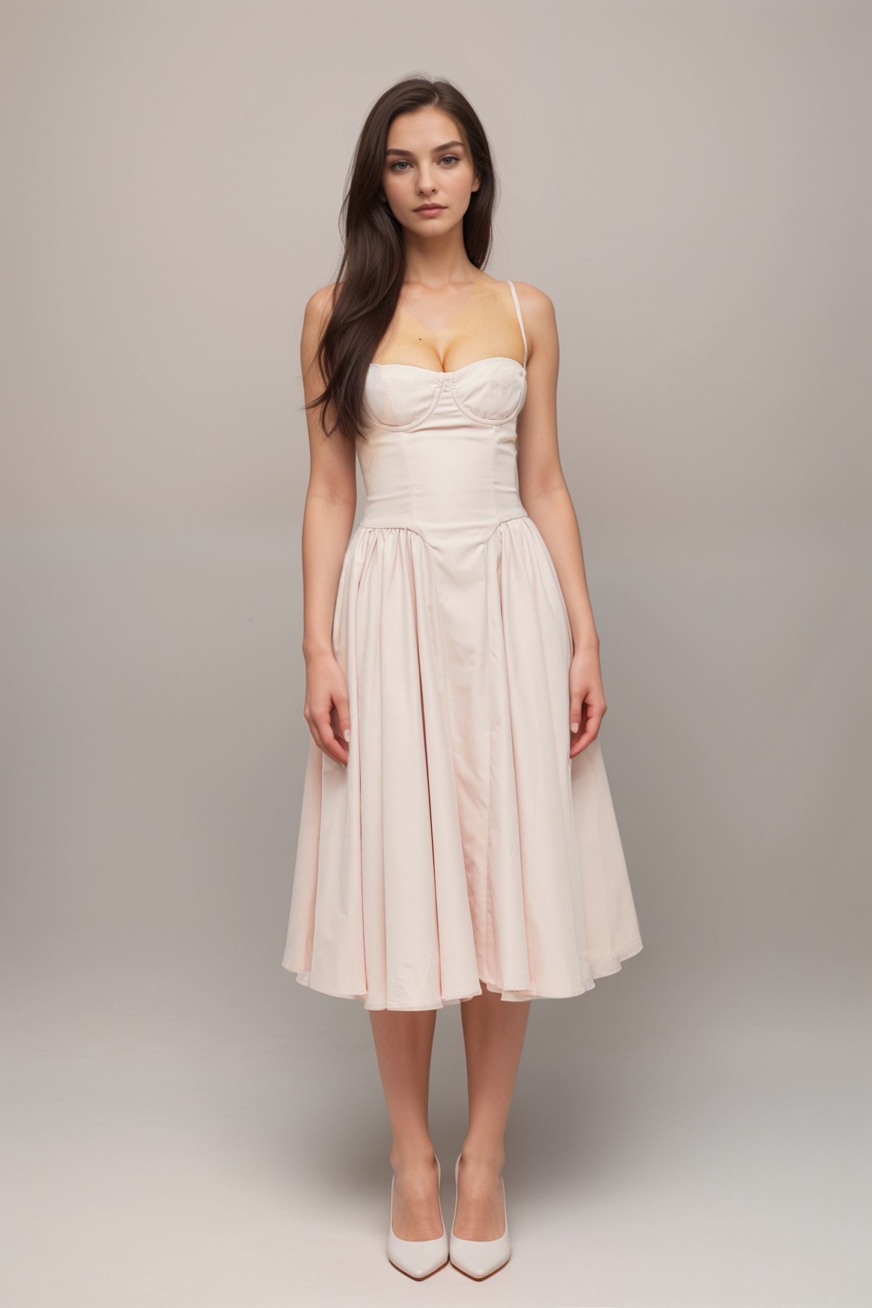 PINK PLEATED CORSET MIDI DRESS FOR WEDDING
