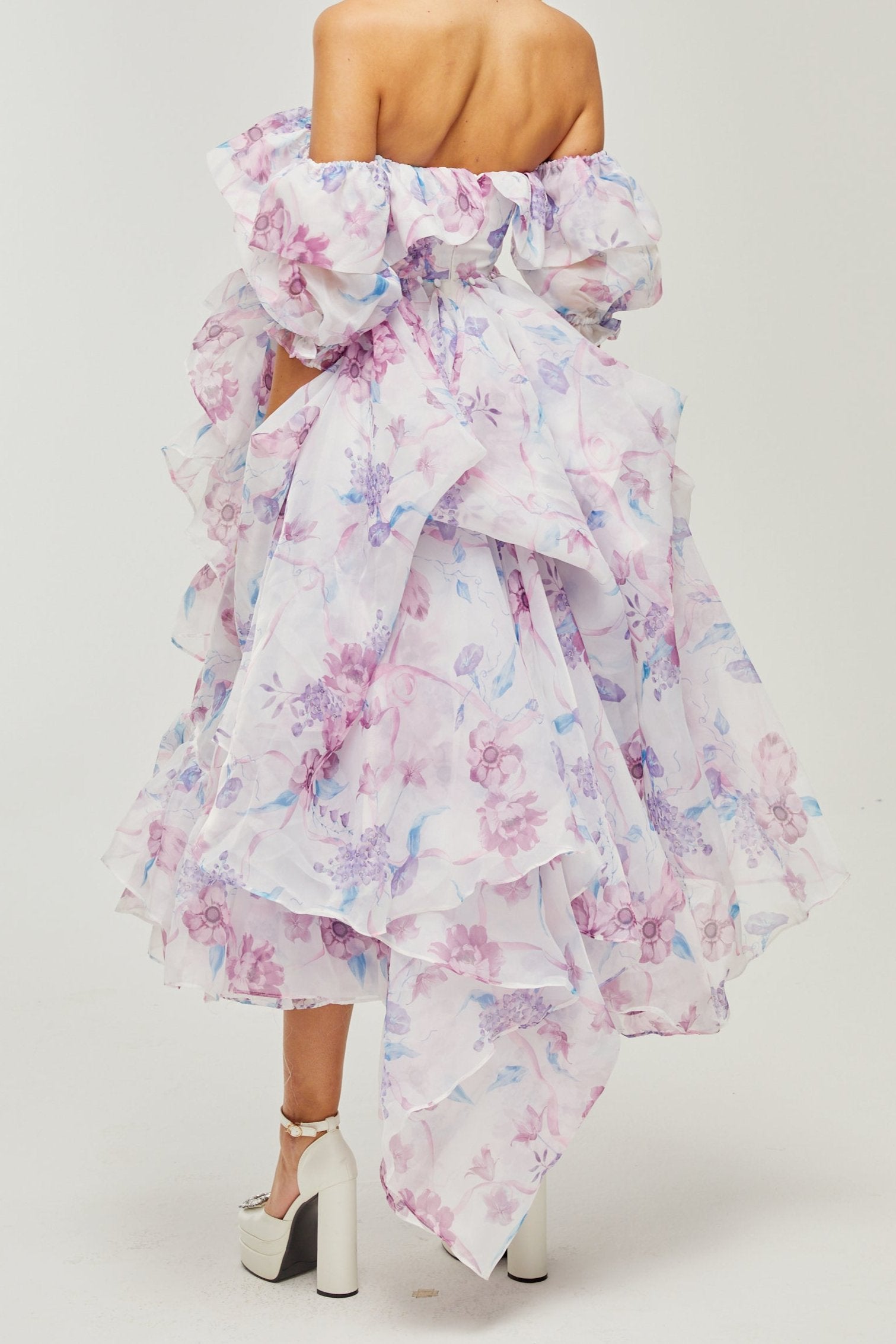 BÉATRICE PUFF-SLEEVE MIDI DRESS FOR WEDDING