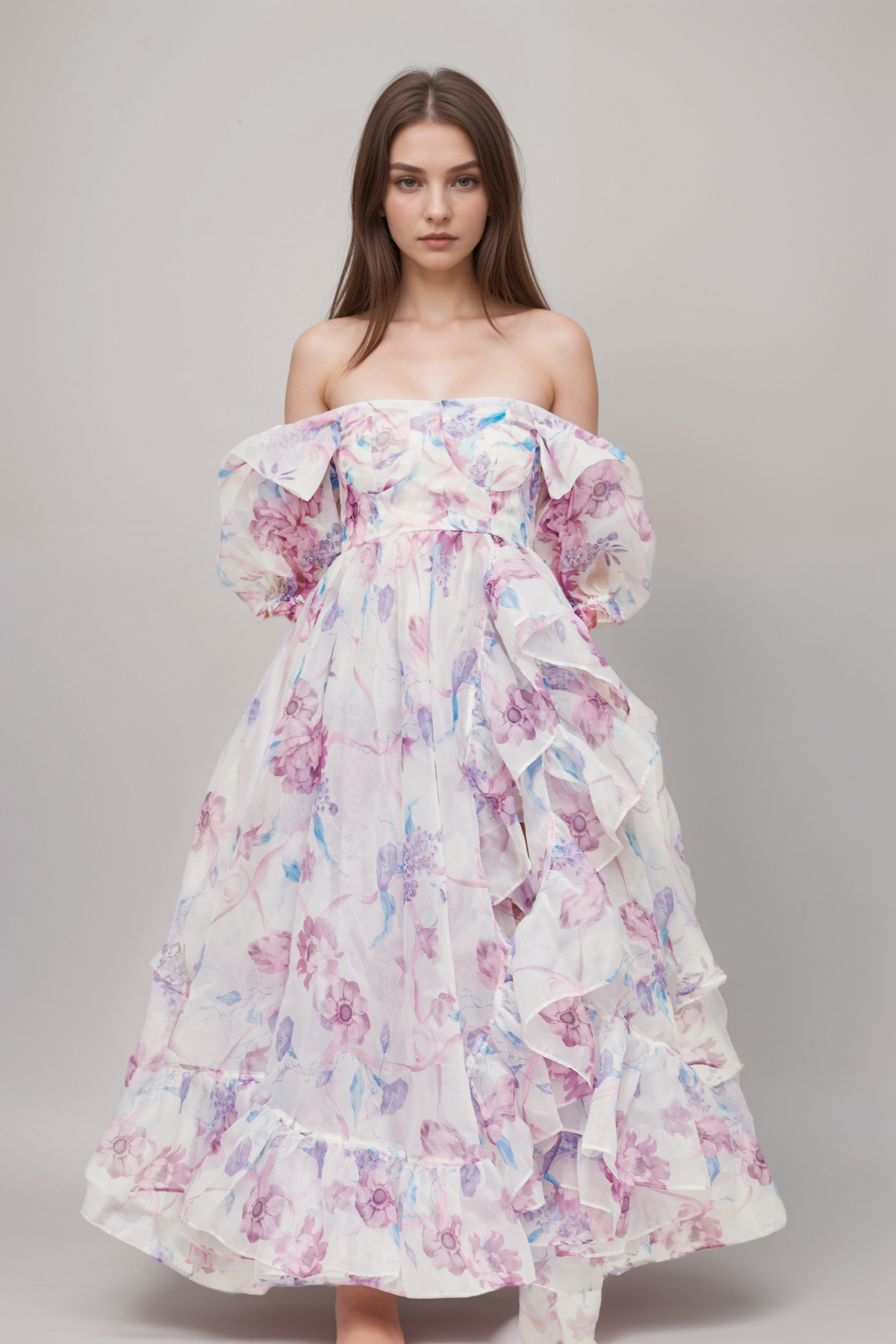BÉATRICE PUFF-SLEEVE MIDI DRESS FOR WEDDING