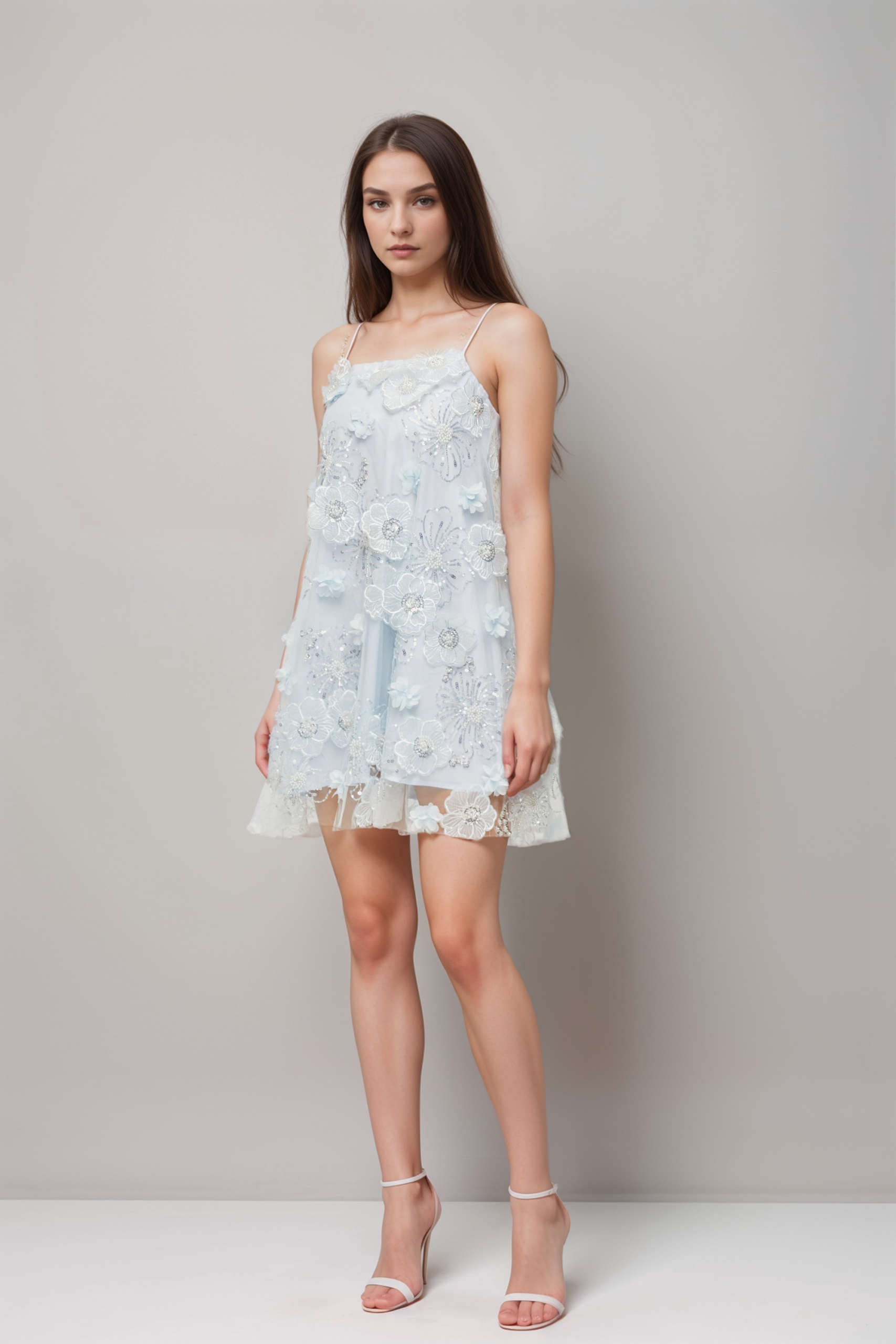 SUZETTE CRYSTAL FLORAL MINI DRESS FOR PARTY