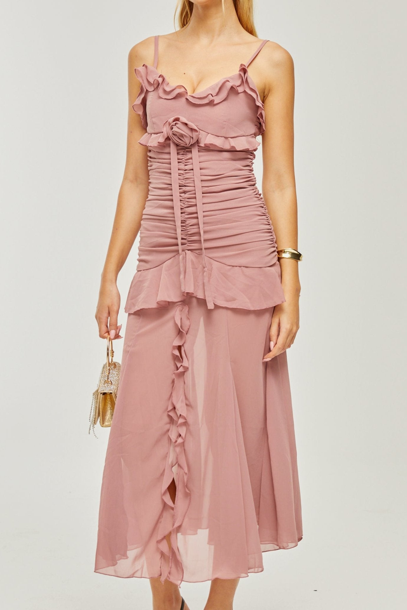 GENEVIÈVE PLEATED MIDI DRESS FOR WEDDING GUEST