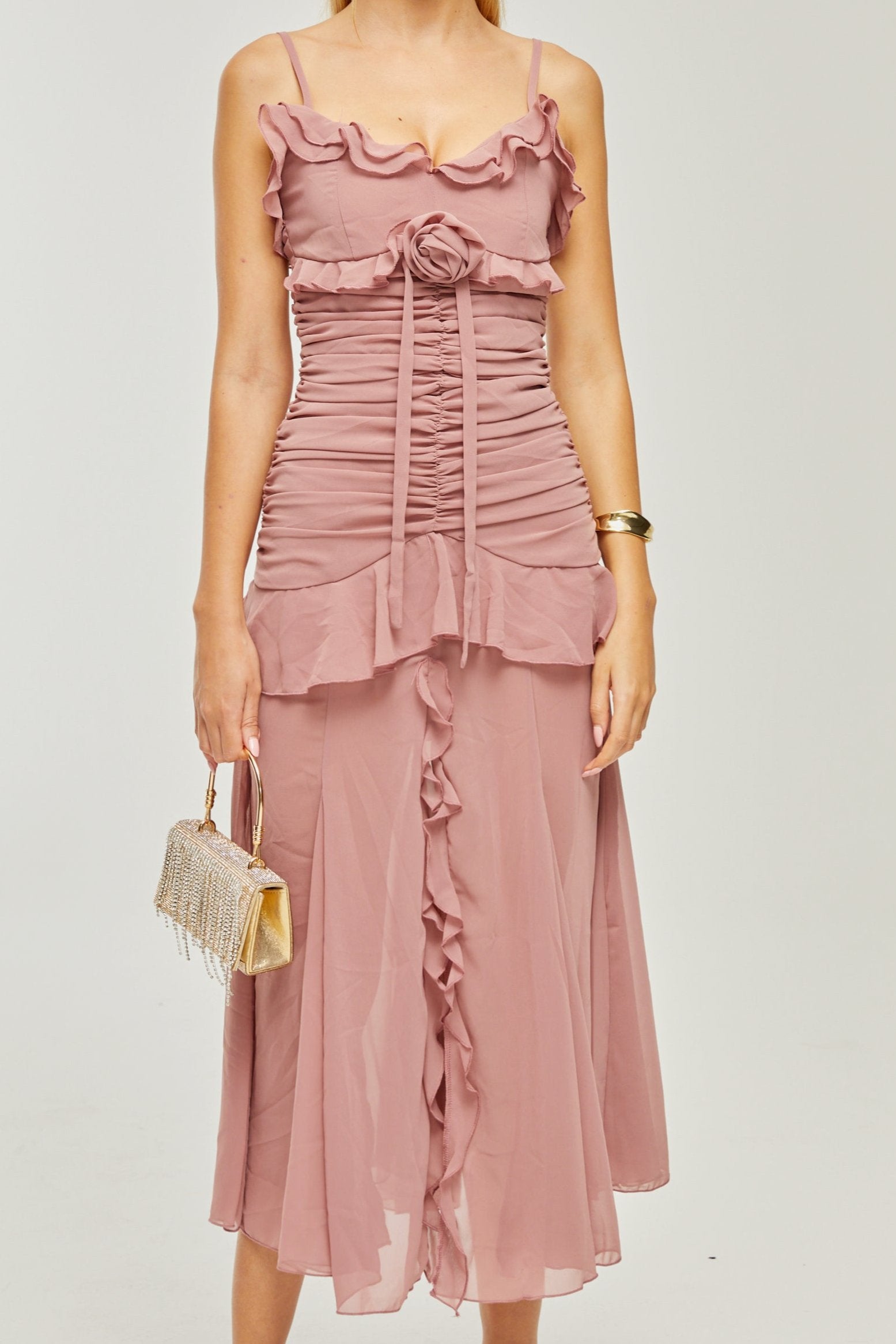 GENEVIÈVE PLEATED MIDI DRESS FOR WEDDING GUEST