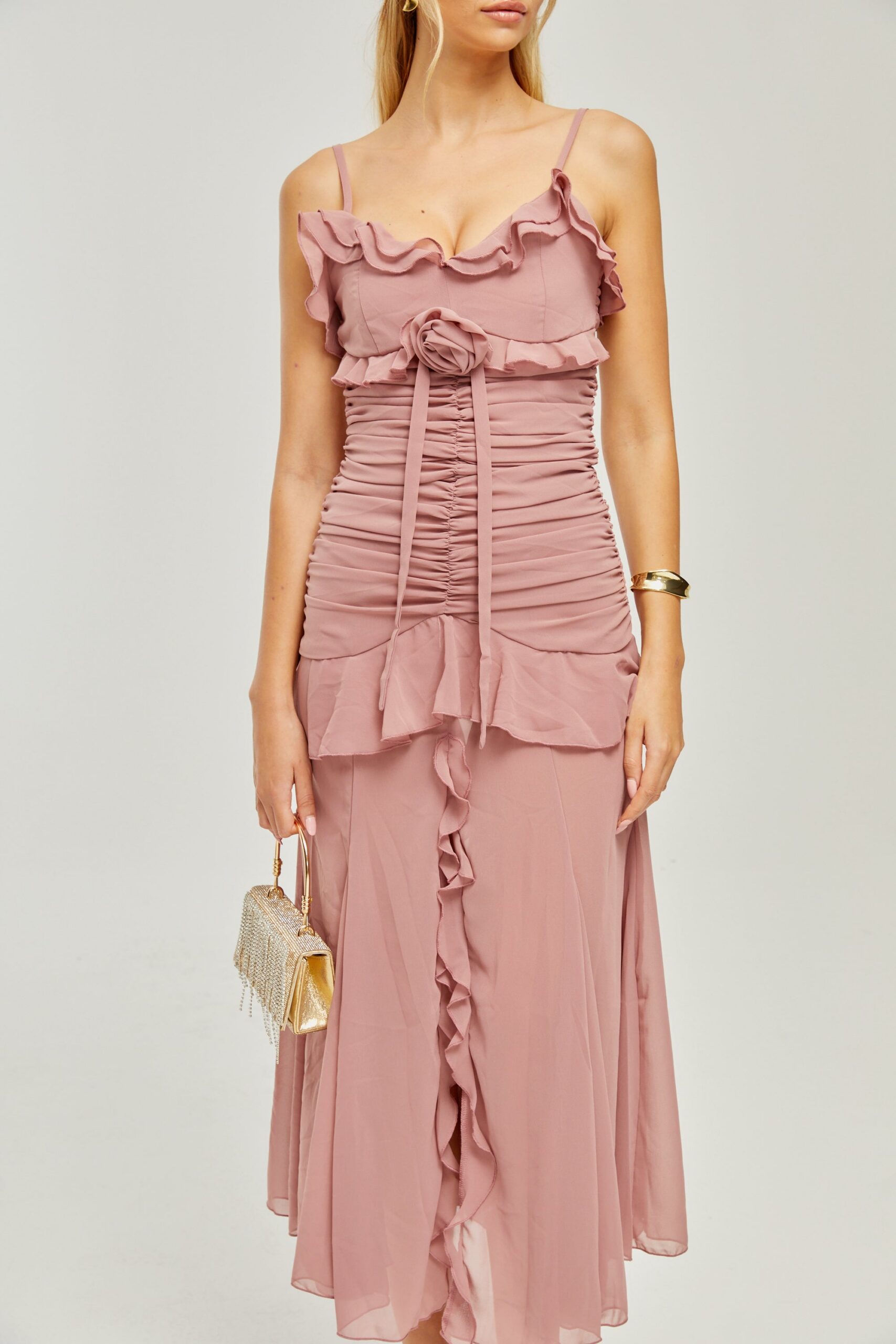 GENEVIÈVE PLEATED MIDI DRESS FOR WEDDING GUEST