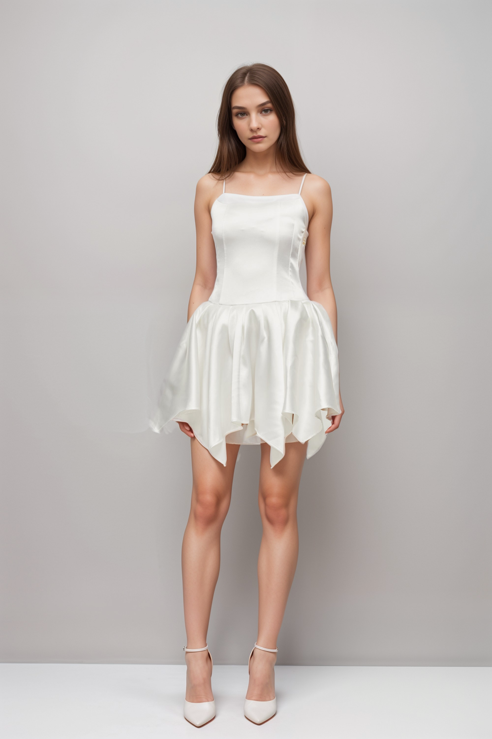 LANETTA ASYMMETRIC SATIN MINI DRESS FOR EVENTS