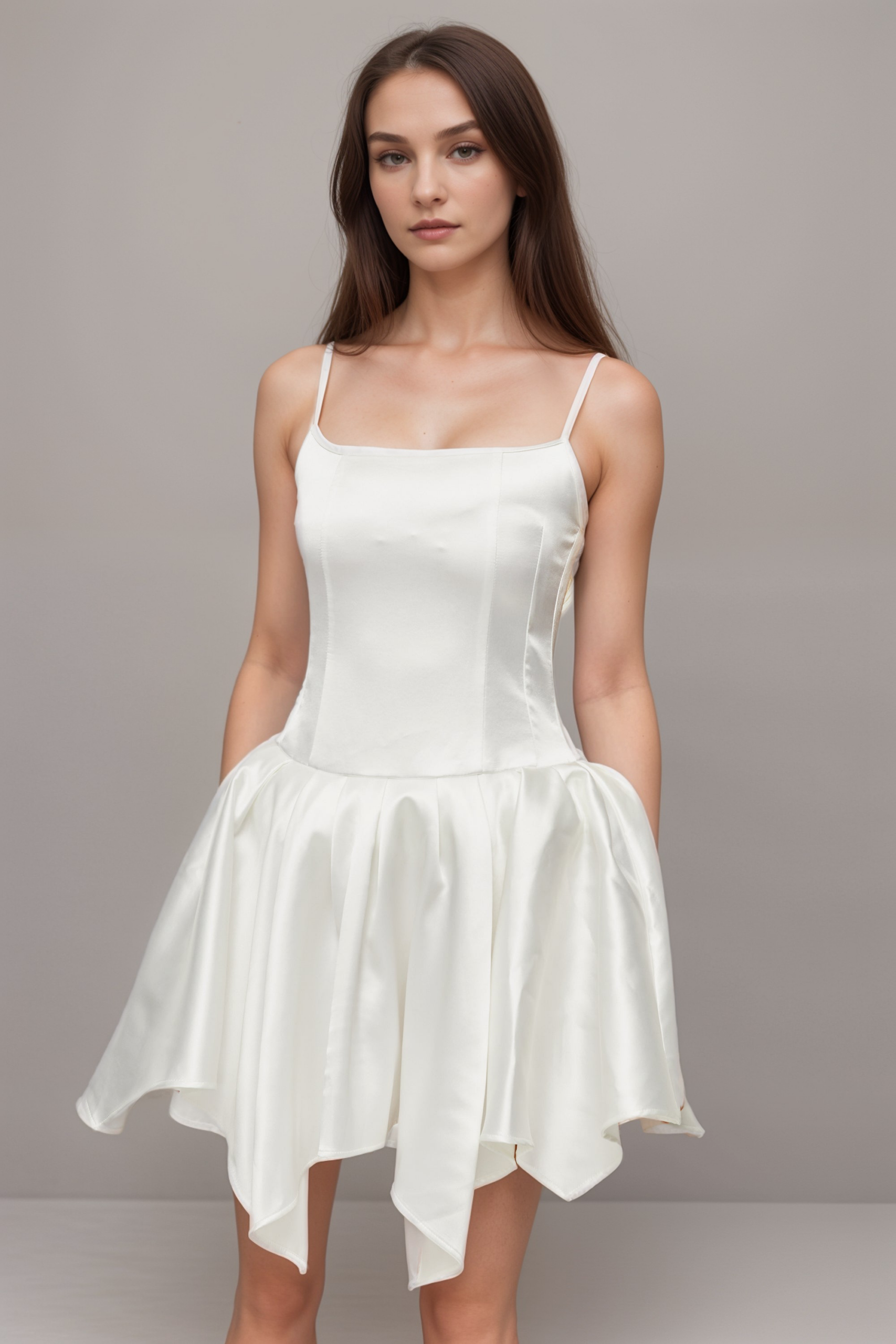 LANETTA ASYMMETRIC SATIN MINI DRESS FOR EVENTS