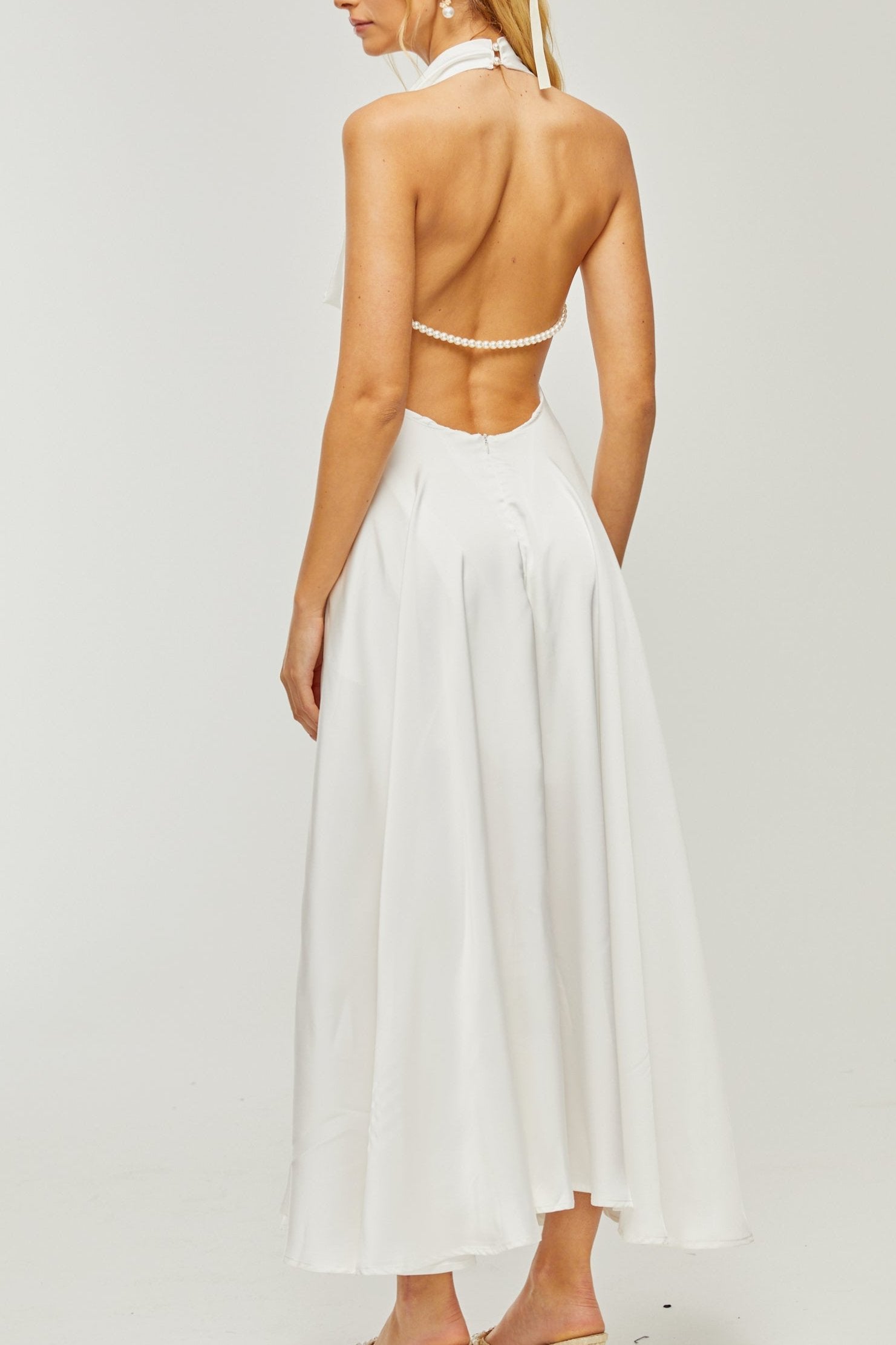 LUCENA COWL-NECK SCOOP BACK DRESS, ELEGANT OCCASION