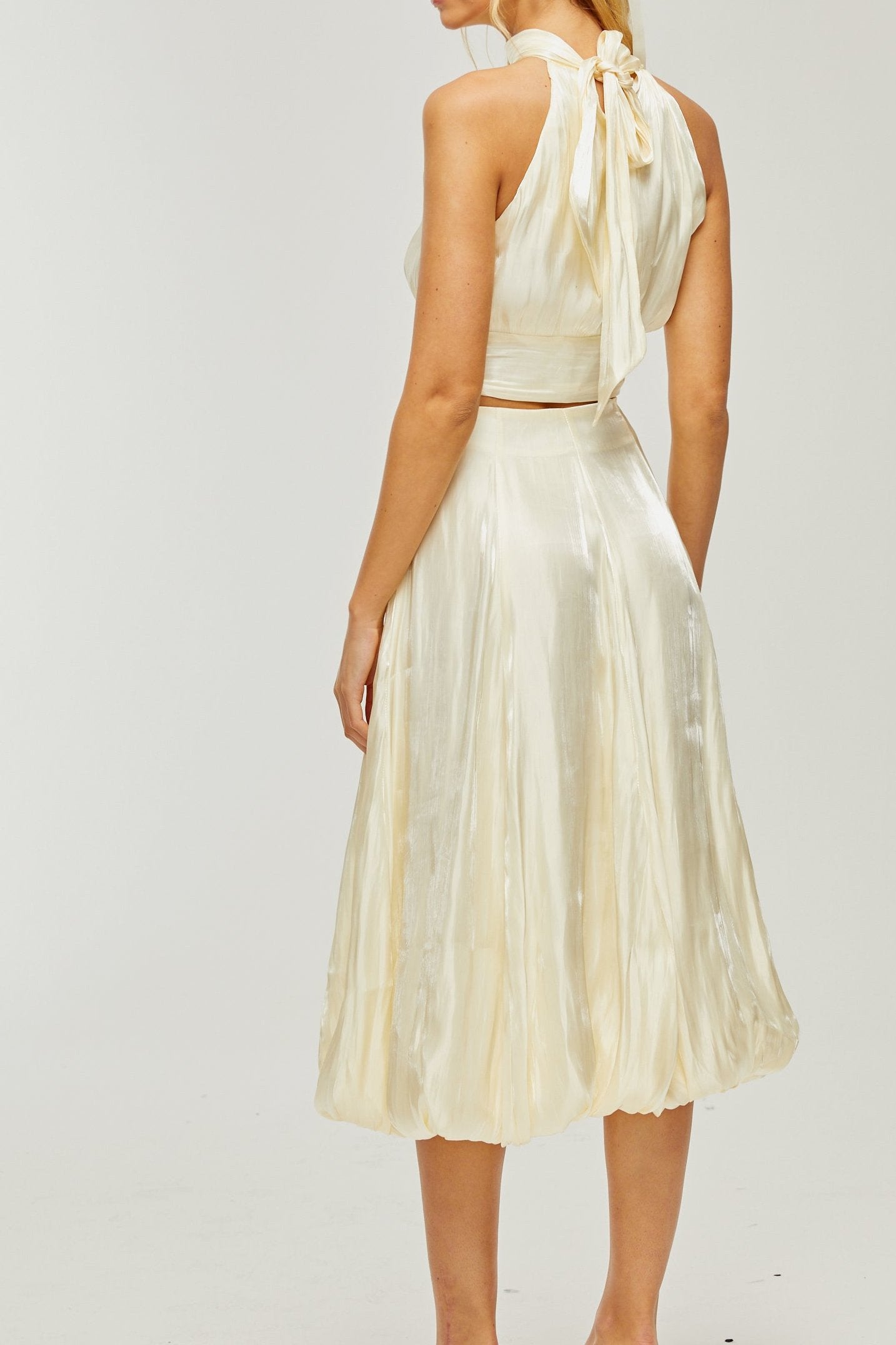 CÉLINE WHITE PLEATED MATCHING SET FOR WEDDING