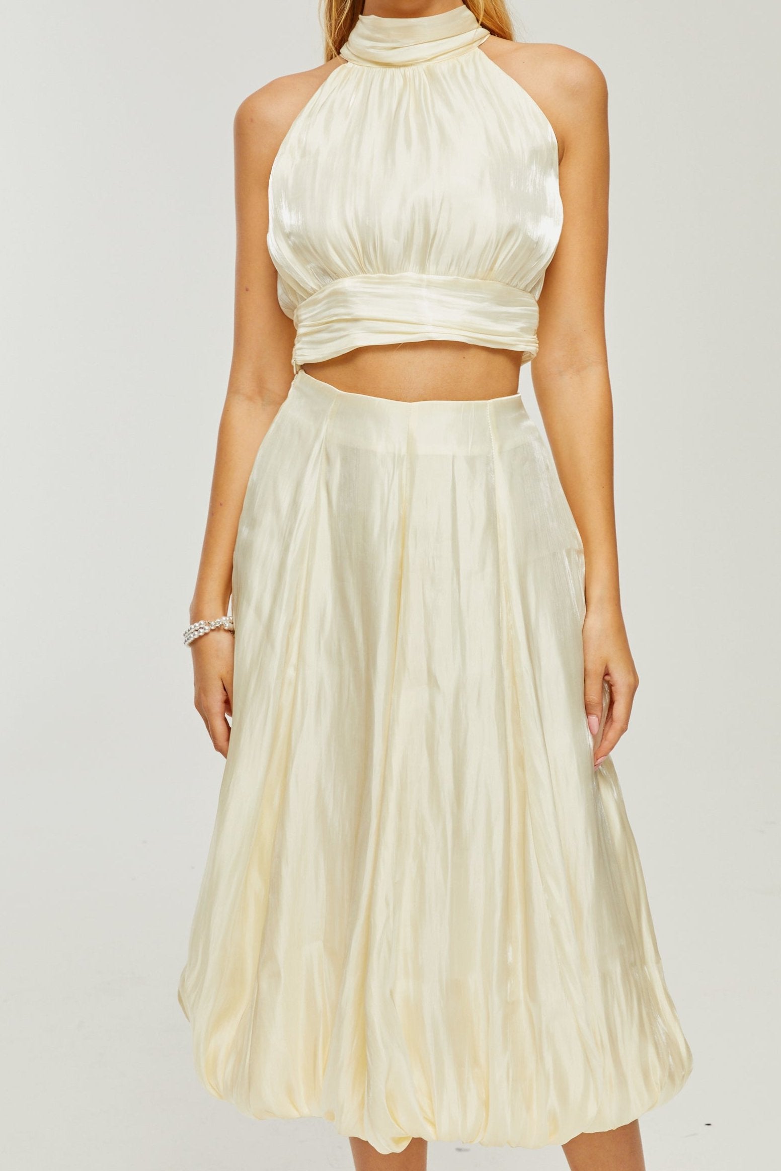 CÉLINE WHITE PLEATED MATCHING SET FOR WEDDING