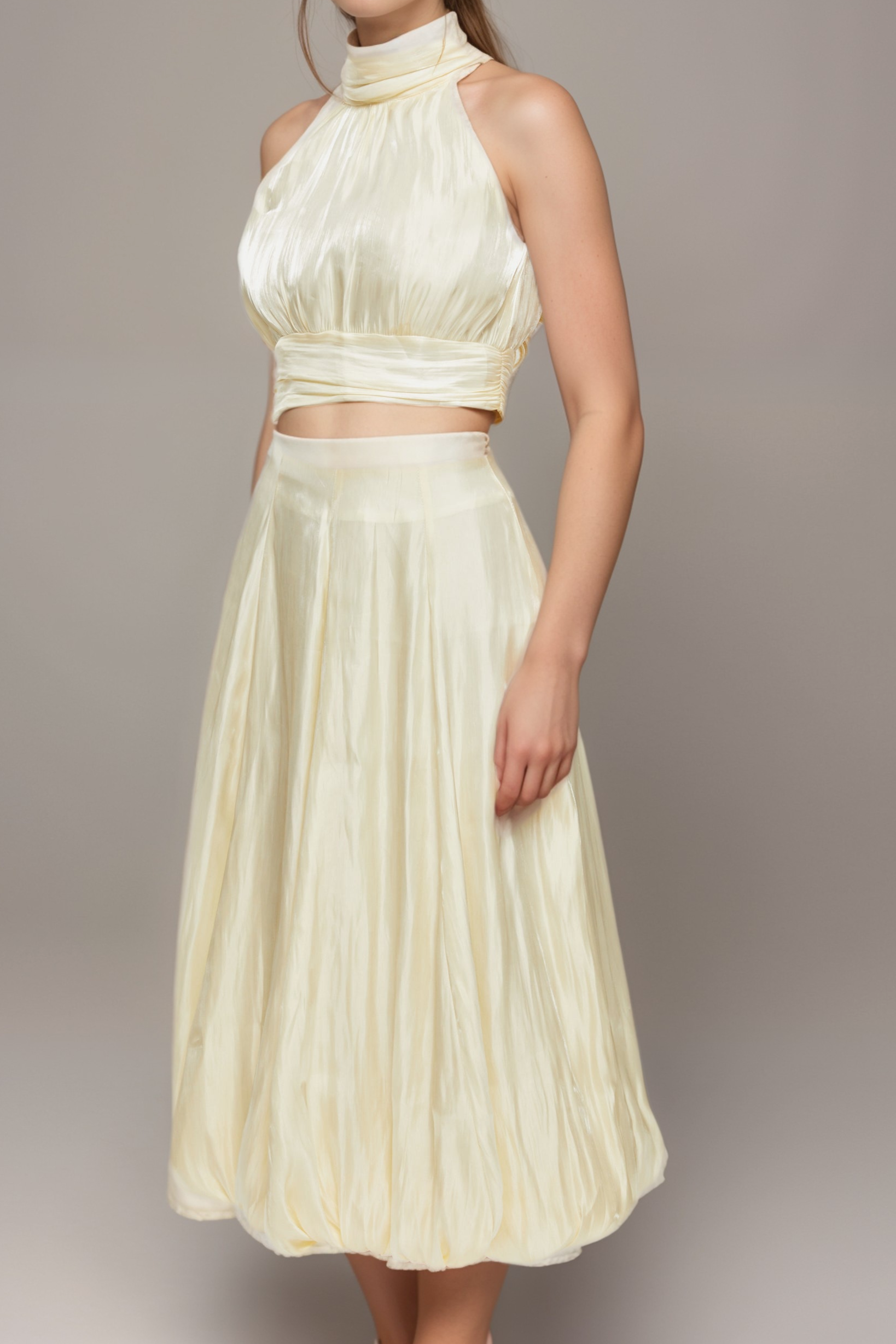 CÉLINE WHITE PLEATED MATCHING SET FOR WEDDING