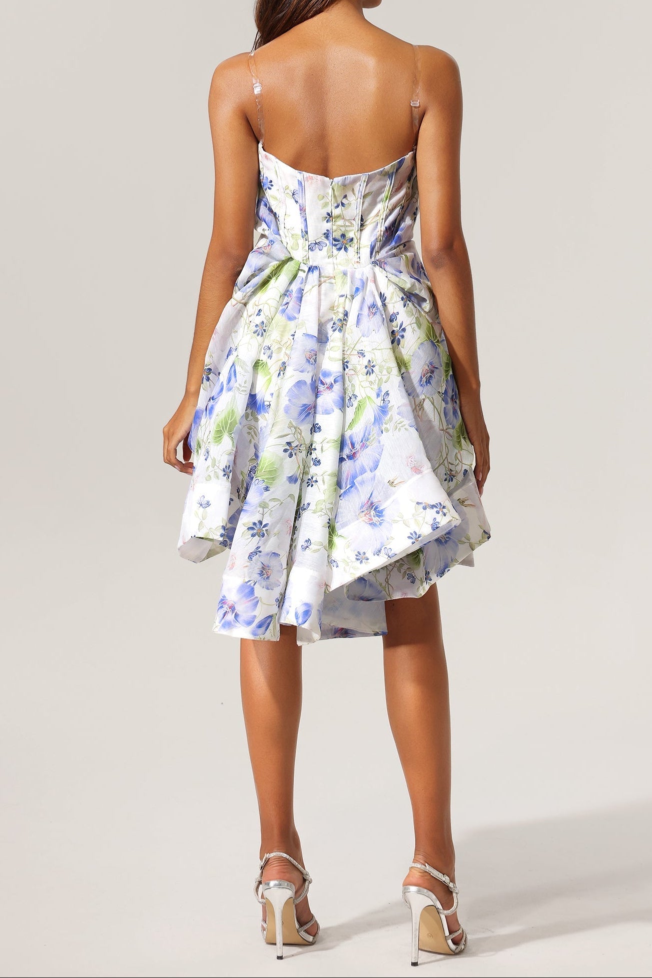ODELIA FLORAL SLEEVELESS ASYMMETRICAL MINI DRESS