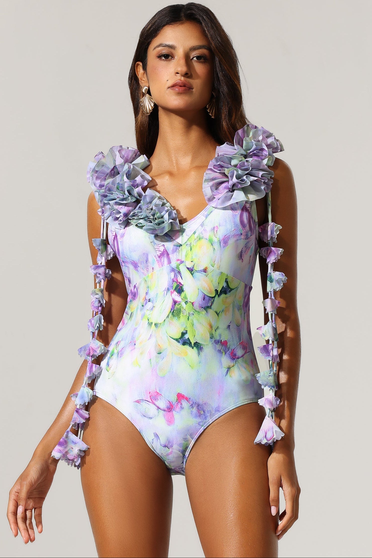 LOYISA HALTER V-NECK FLORAL TASSEL BEACH SKIRT SET