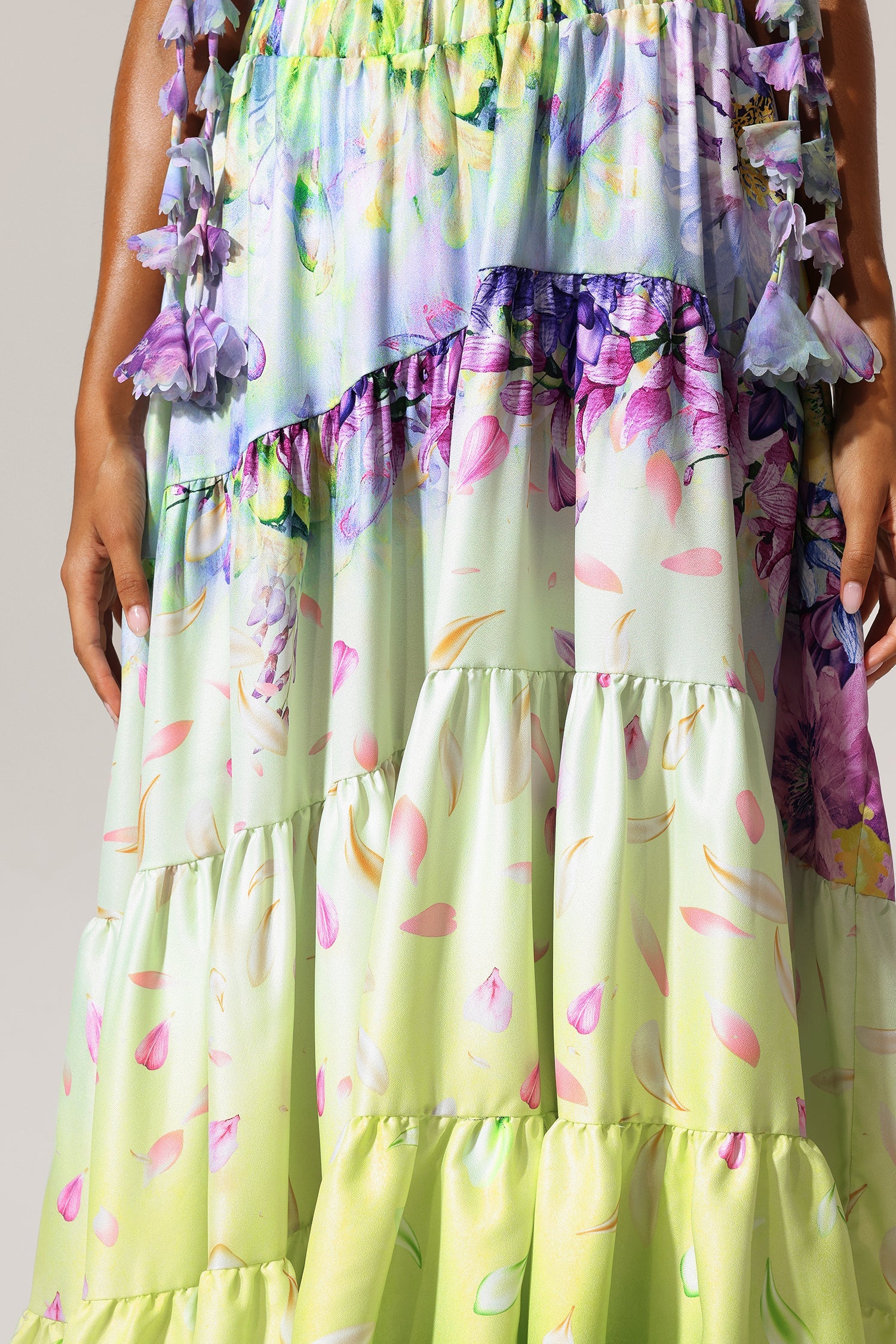 LOYISA HALTER V-NECK FLORAL TASSEL BEACH SKIRT SET