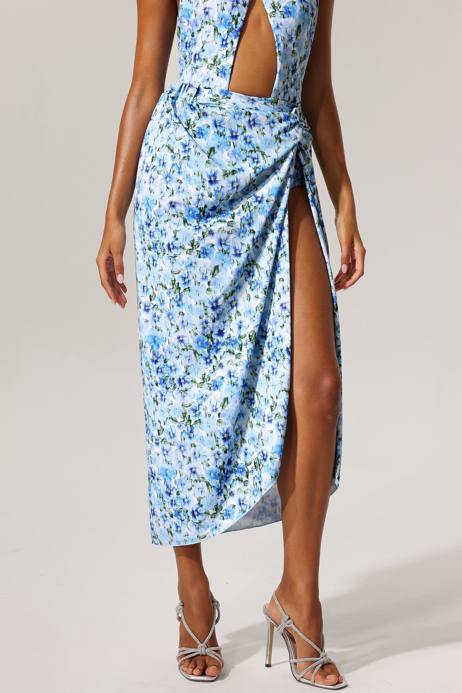 TULIP PRINT HIGH SLIT SWIM SET FOR VACATION