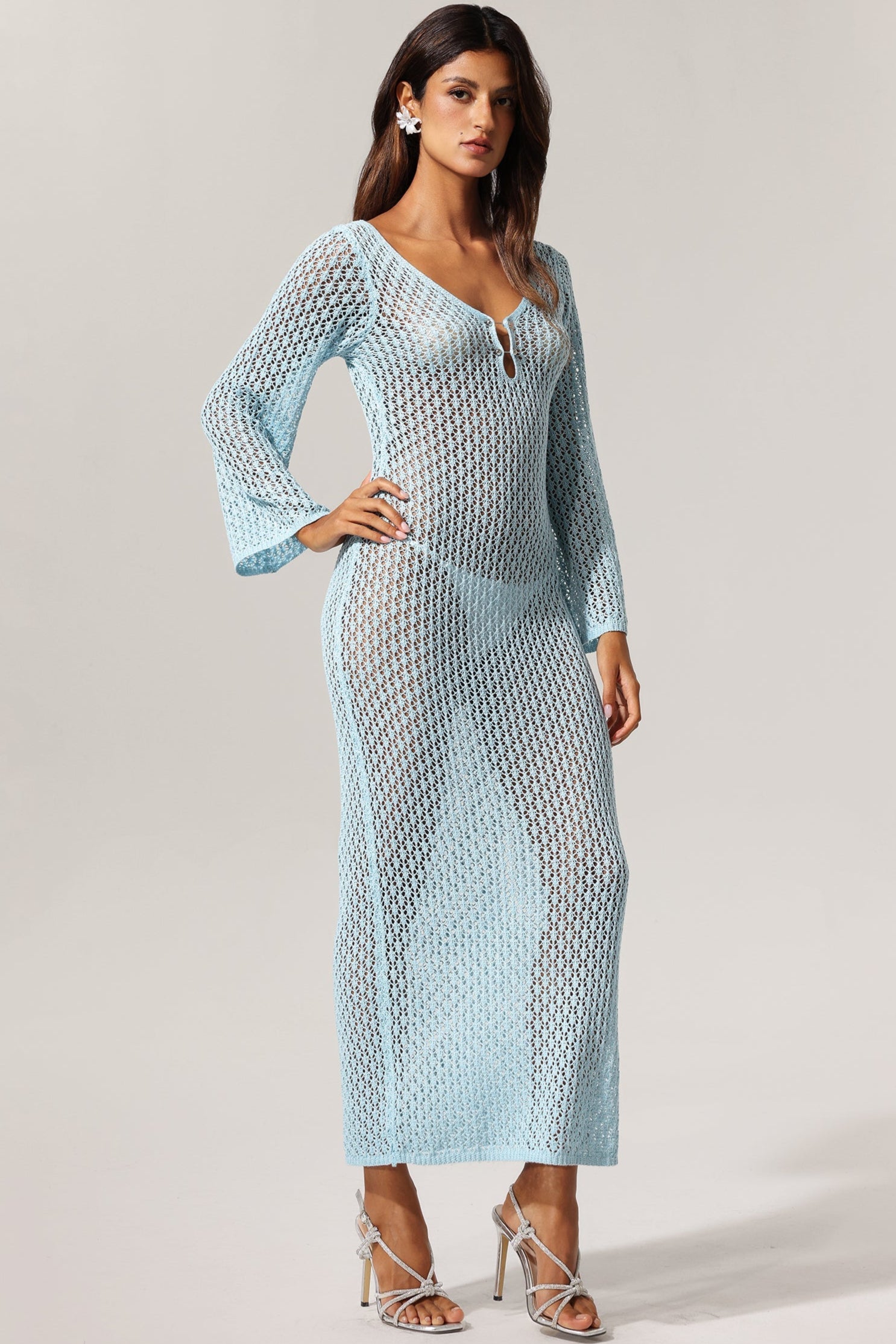 ELLYSON HOLLOW OUT LONG SLEEVE MAXI DRESS